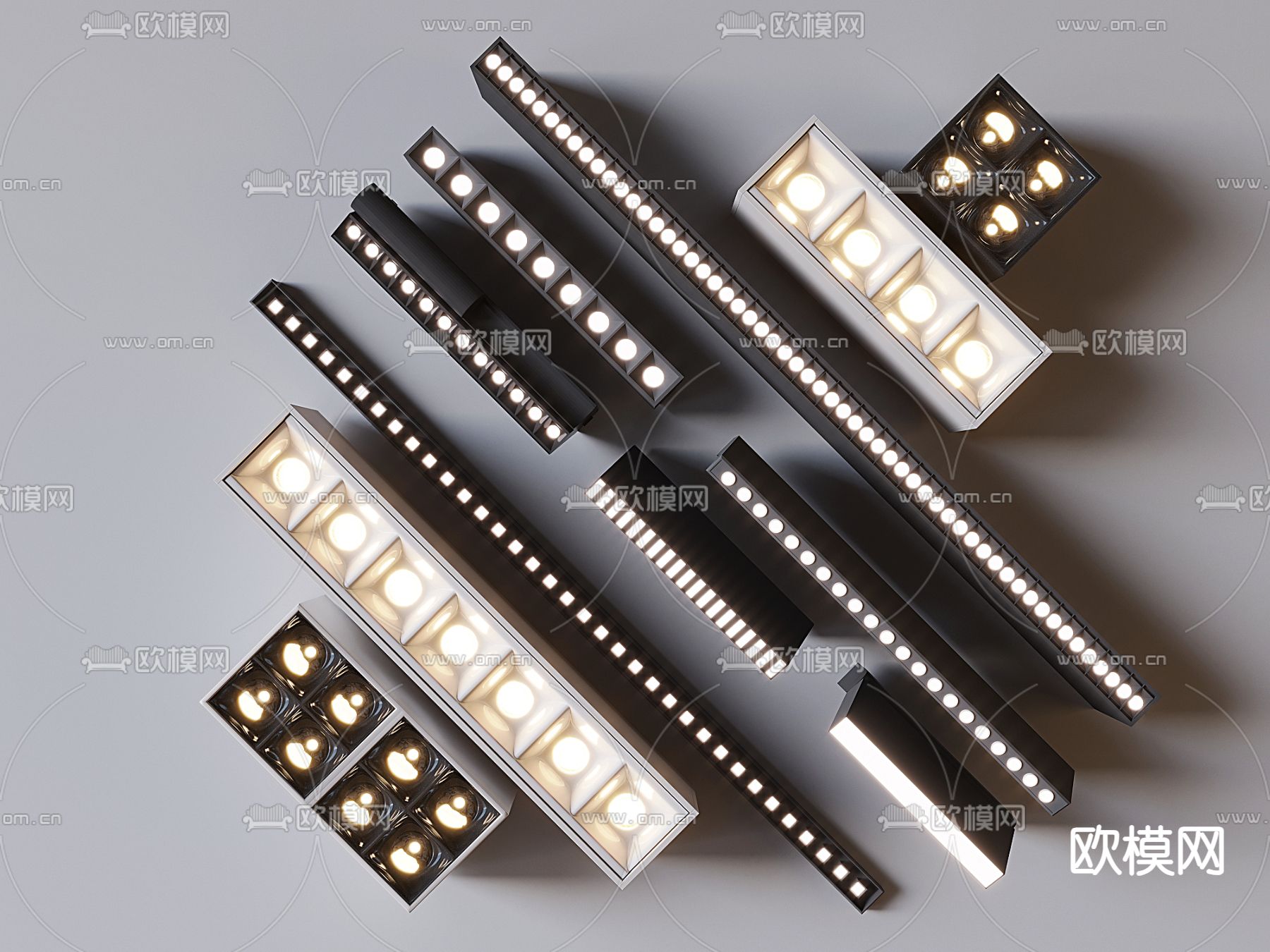 明装筒灯 嵌入式射灯 轨道灯3d模型下载