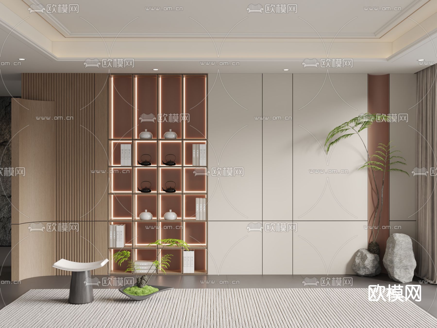 新中式茶柜3d模型下载