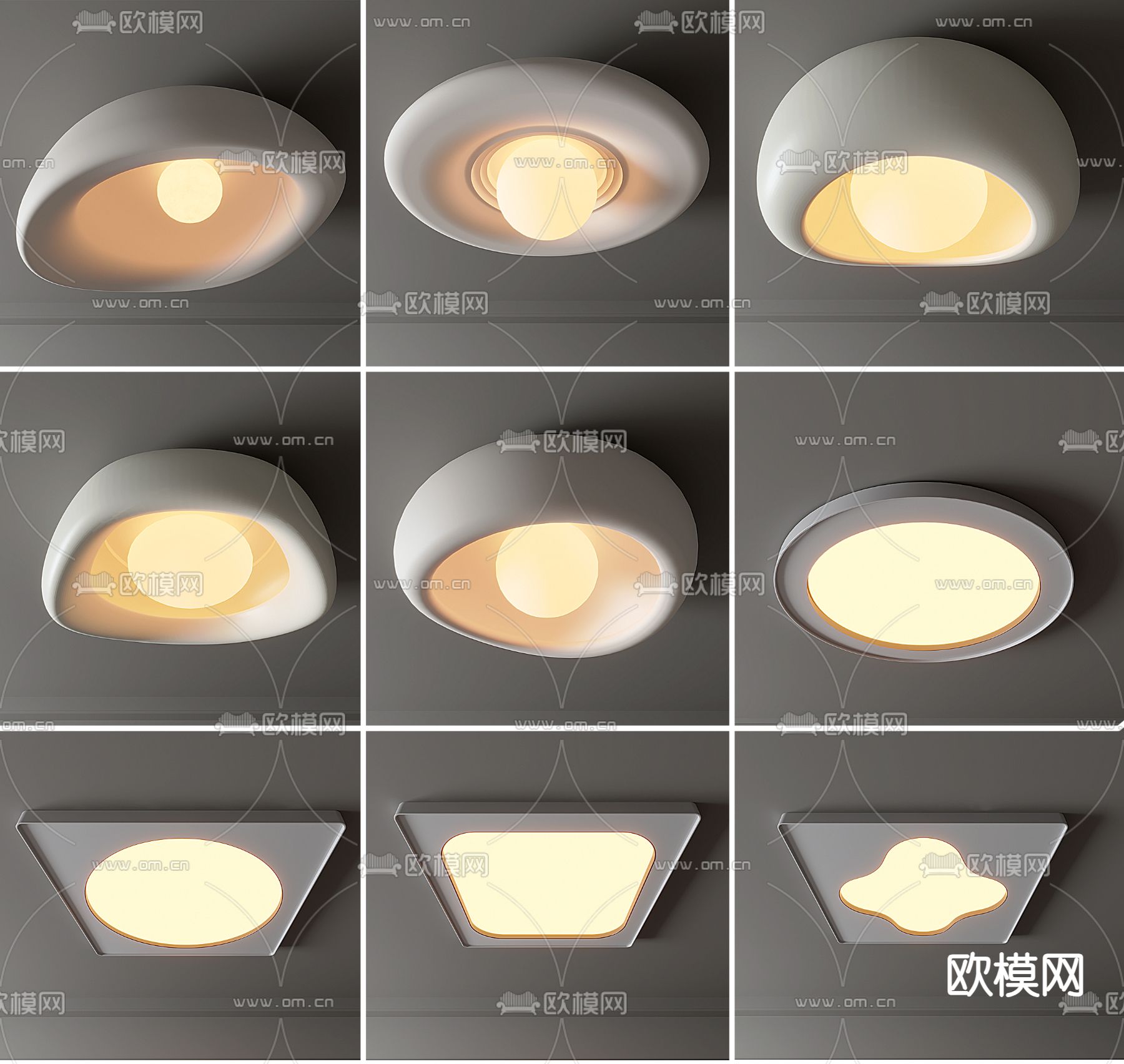 几何吸顶灯3d模型下载