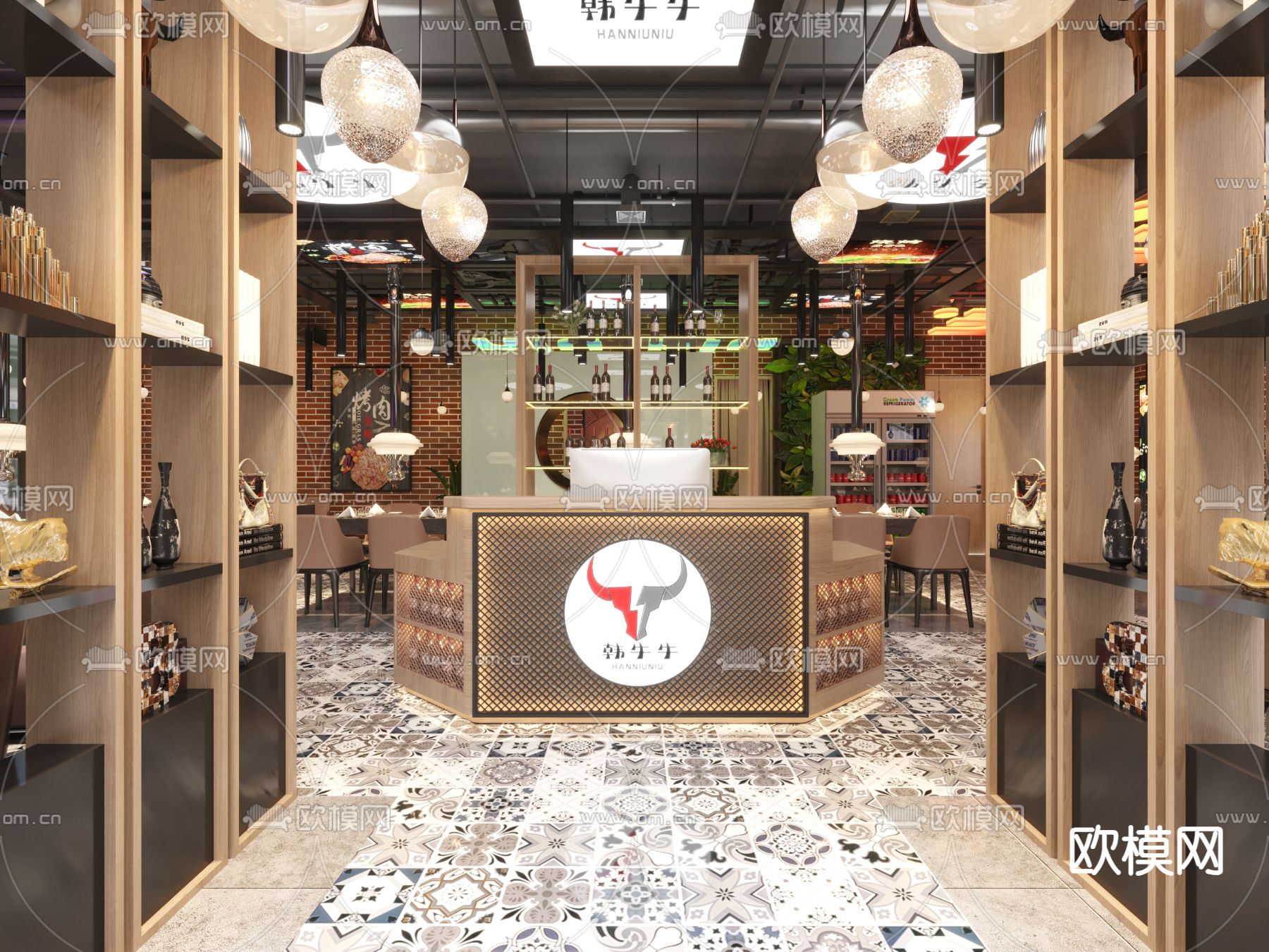 烤肉店 烧烤店3d模型下载（渲染图2）