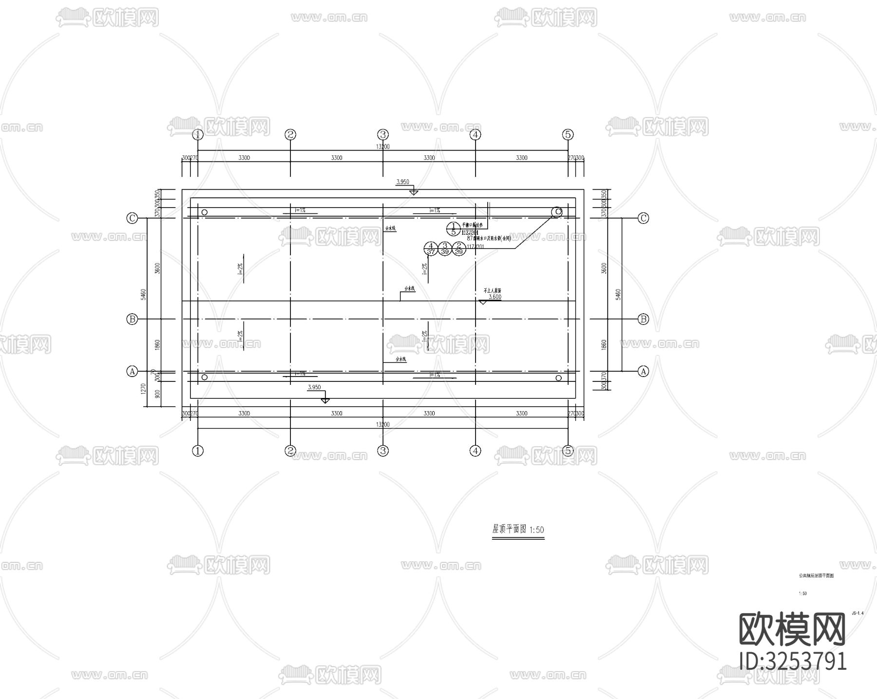 公园厕所cad平面图下载（渲染图3）