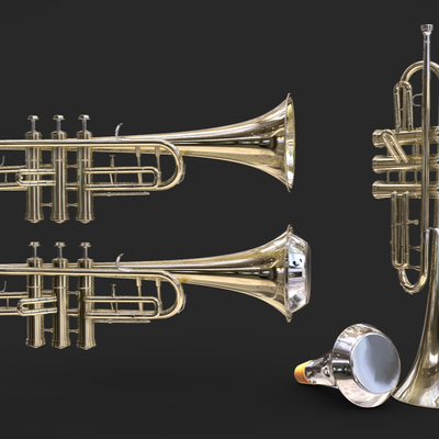  西洋乐器 小号 管弦乐器su模型 