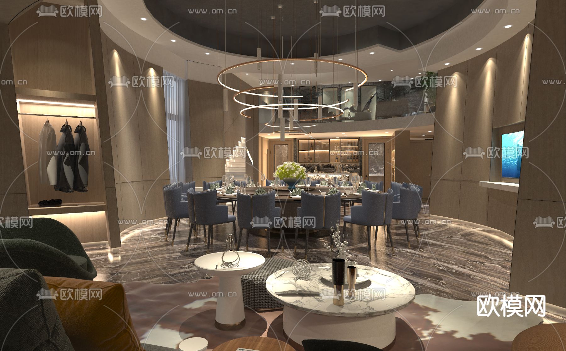 酒楼包厢 私房菜包房3d模型下载（渲染图1）