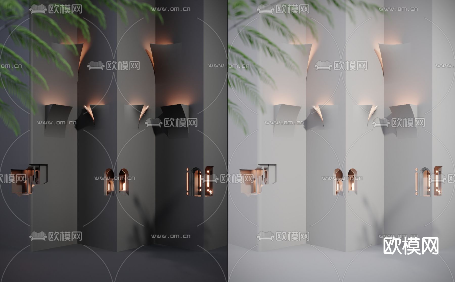 嵌入式壁灯 石膏壁灯3d模型-Pic-1