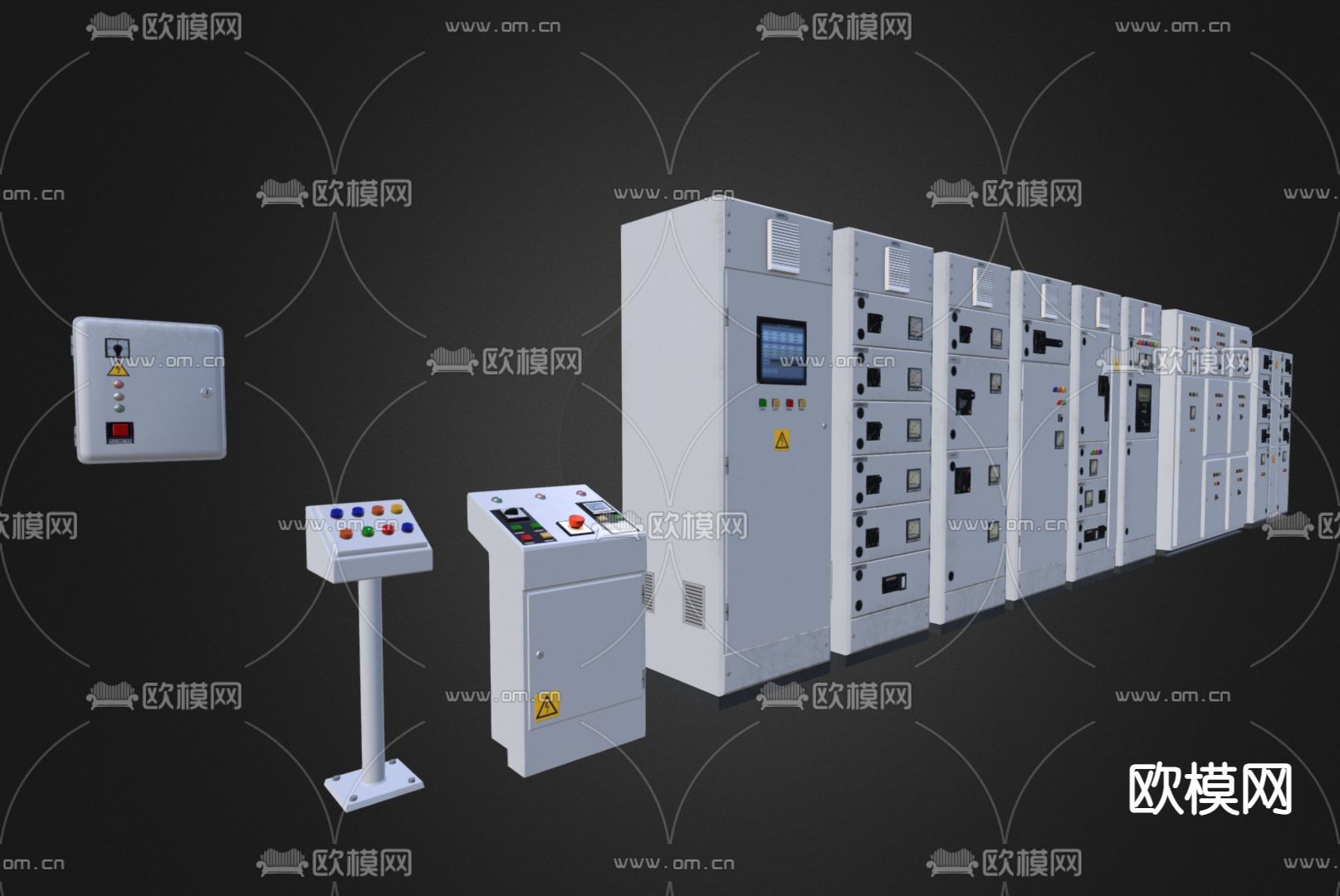 机房控制柜 控制开关 控制面板3d模型下载（渲染图2）