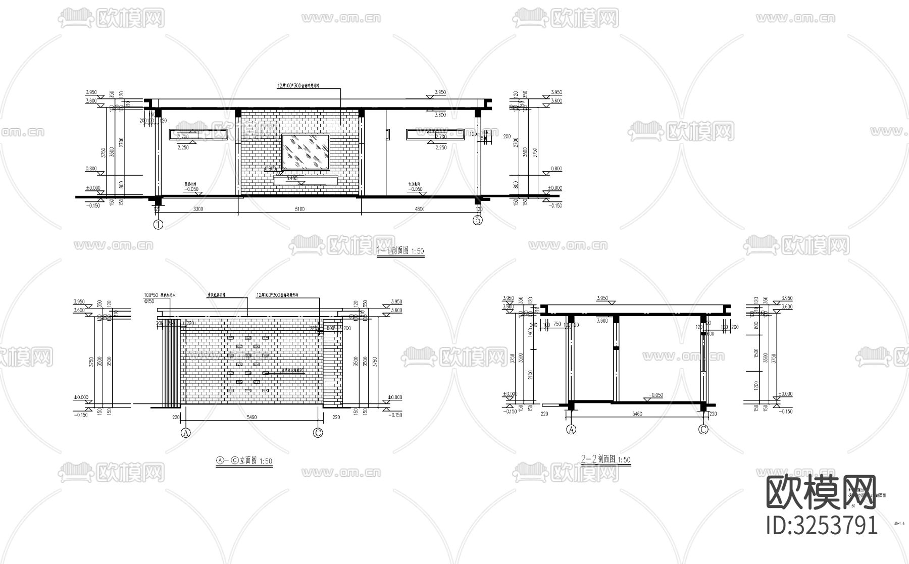 公园厕所cad平面图下载（渲染图6）