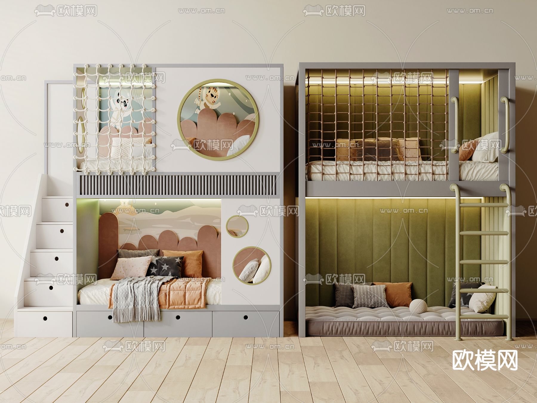 高低床 儿童床 上下床3d模型下载
