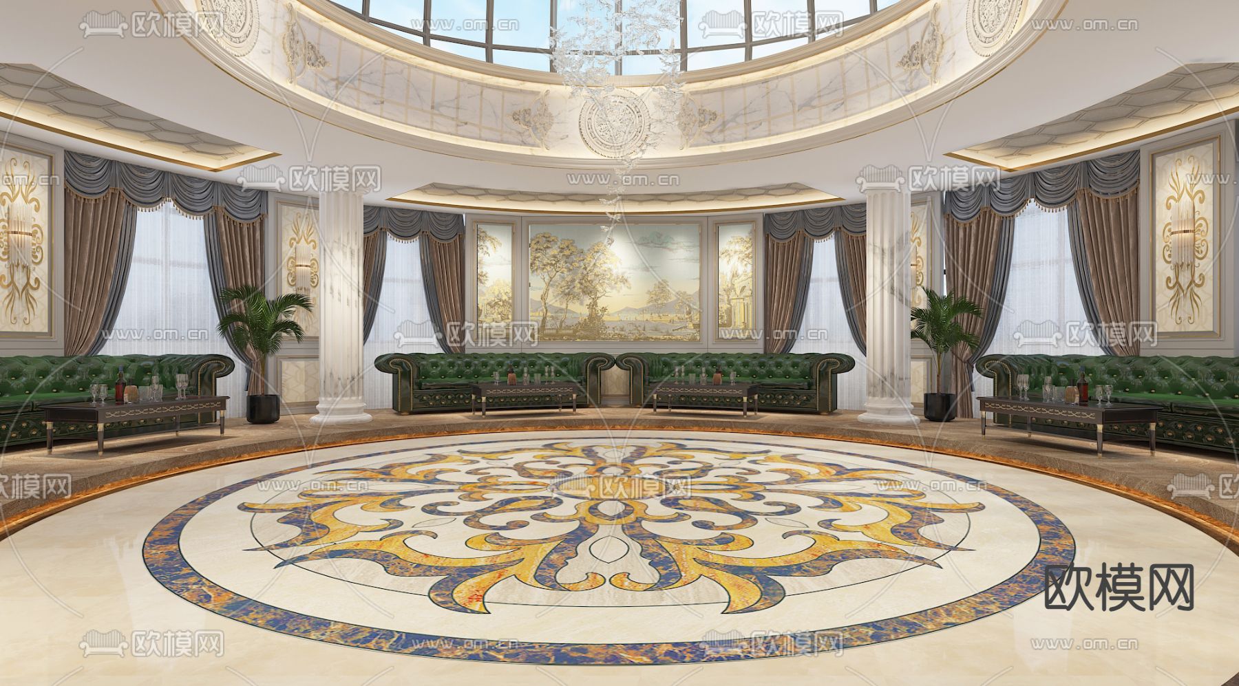 美式影音室 视听室3d模型下载（渲染图3）