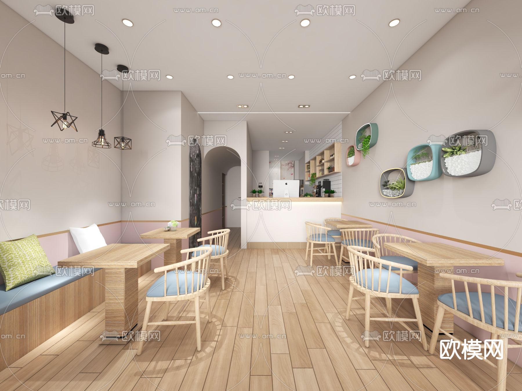 北欧奶茶店3d模型下载（渲染图1）