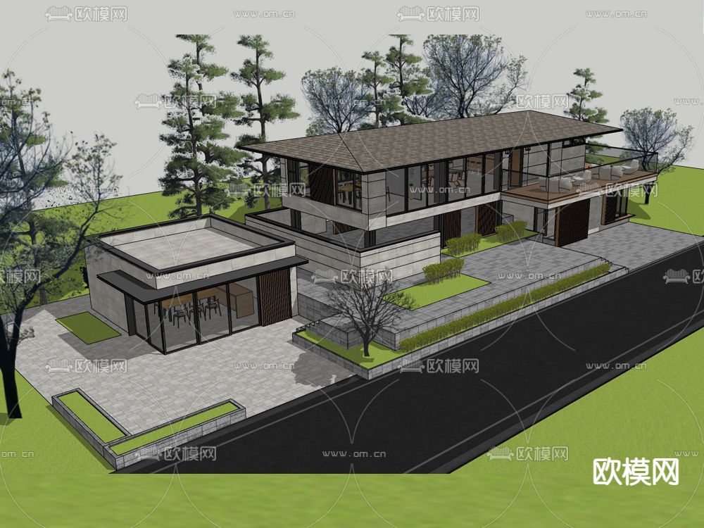 山地独家民宿su模型下载（渲染图4）