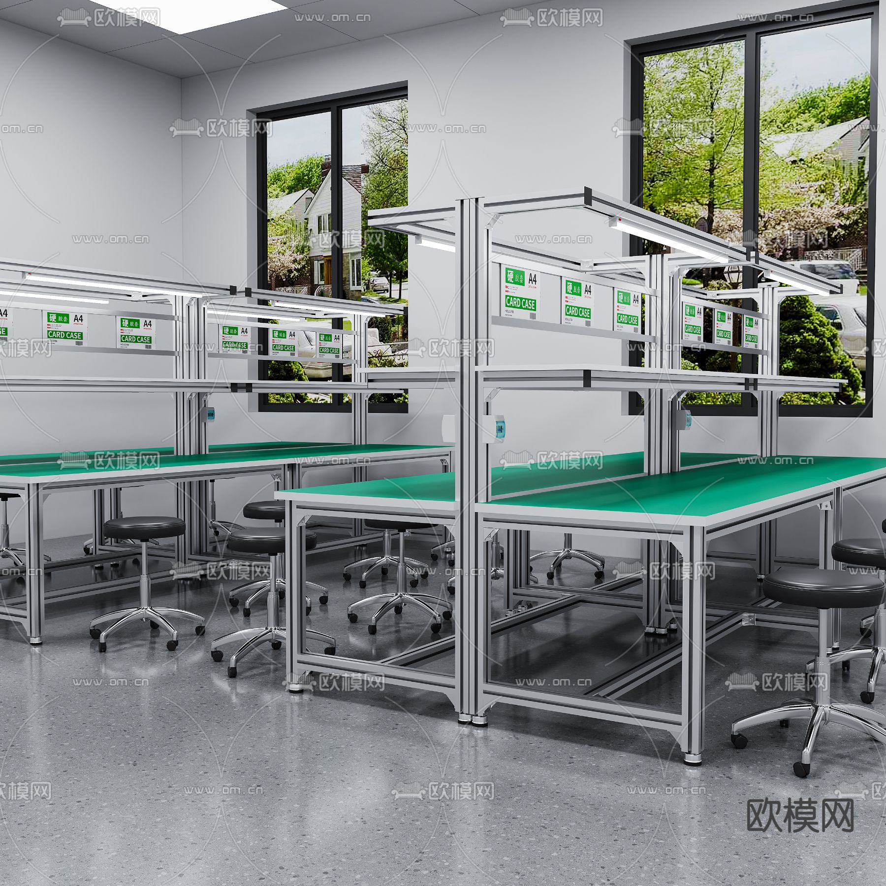 防静电工作台 操作台 手工台su模型下载（渲染图2）