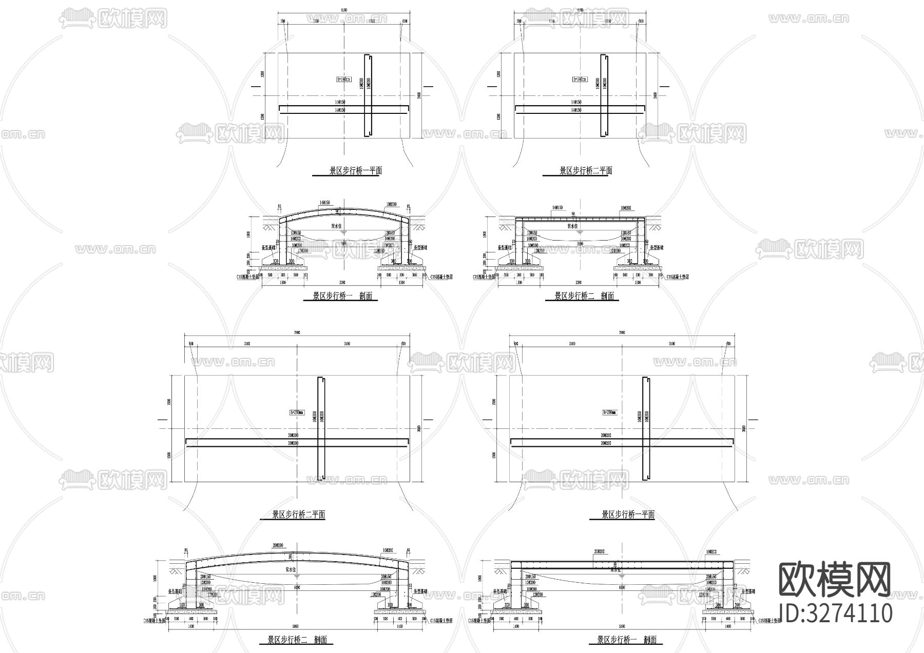 8步行桥cad大样图下载