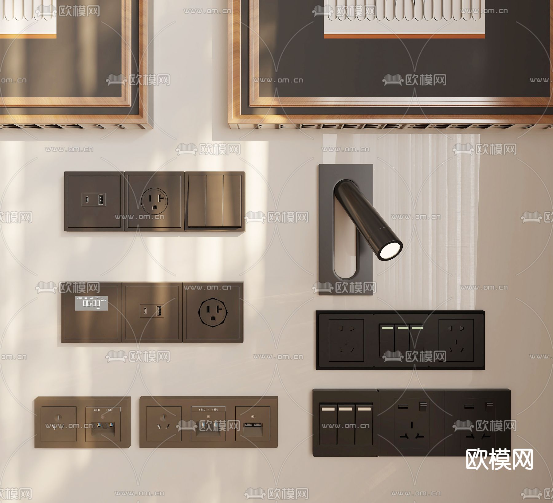 智能面板 开关插座 旋转壁灯3d模型下载