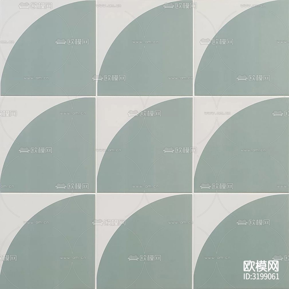 绿色现代简约花砖下载（渲染图2）