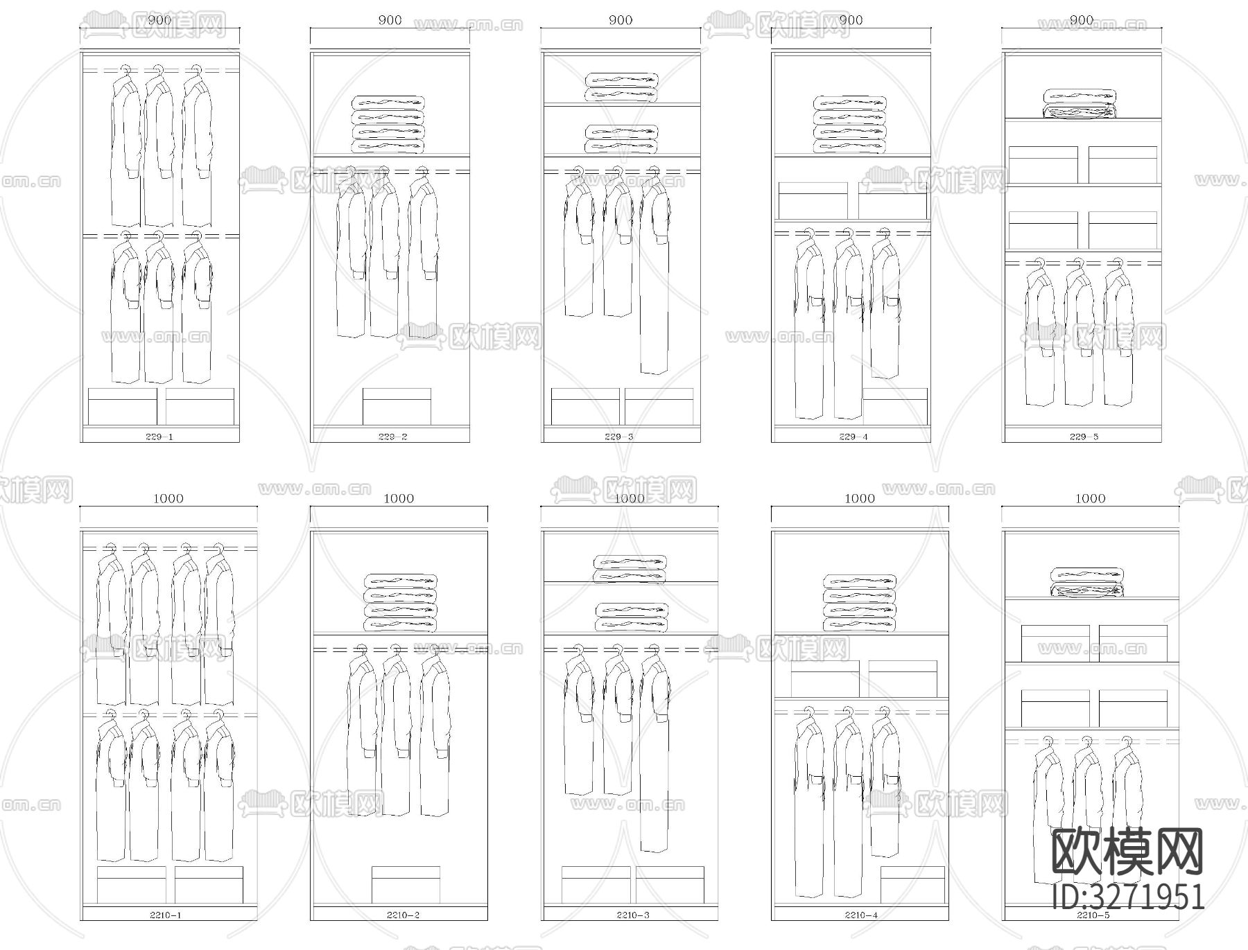 成品衣柜内部结构CAD图库下载（渲染图10）