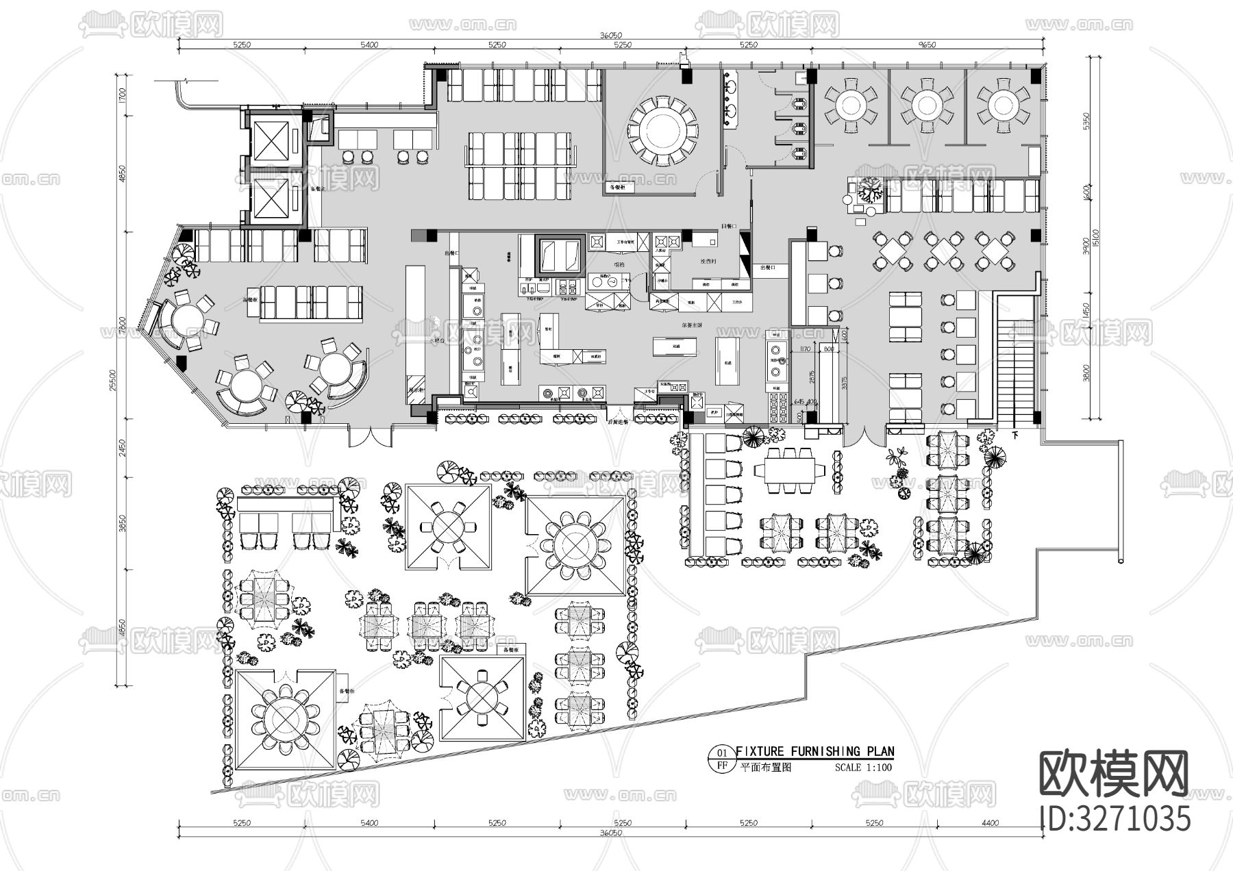 泰国菜东南亚菜餐厅cad平面图下载