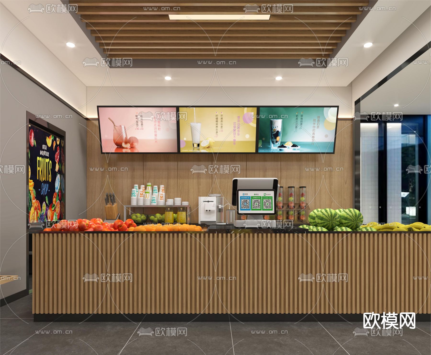 现代水果店3d模型下载（渲染图2）