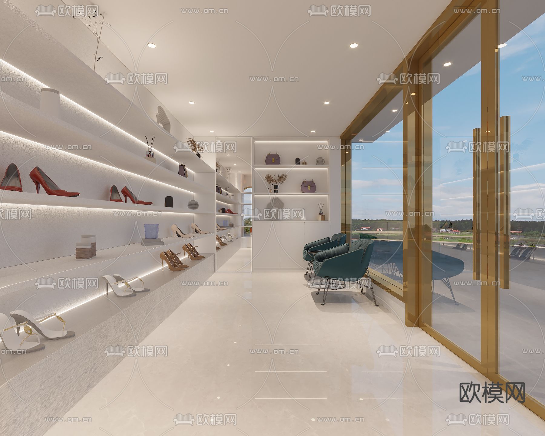现代鞋店3d模型下载（渲染图1）