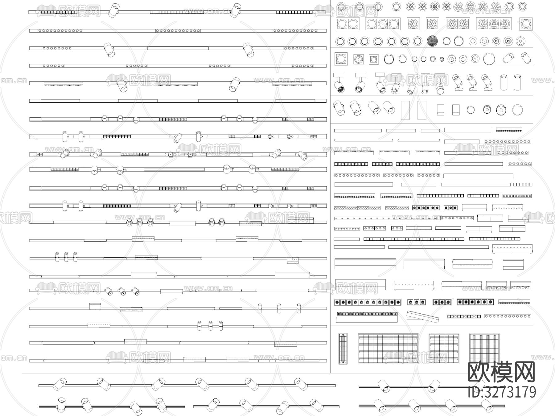 最新超全筒灯射灯磁吸轨道灯CAD图库下载（渲染图6）