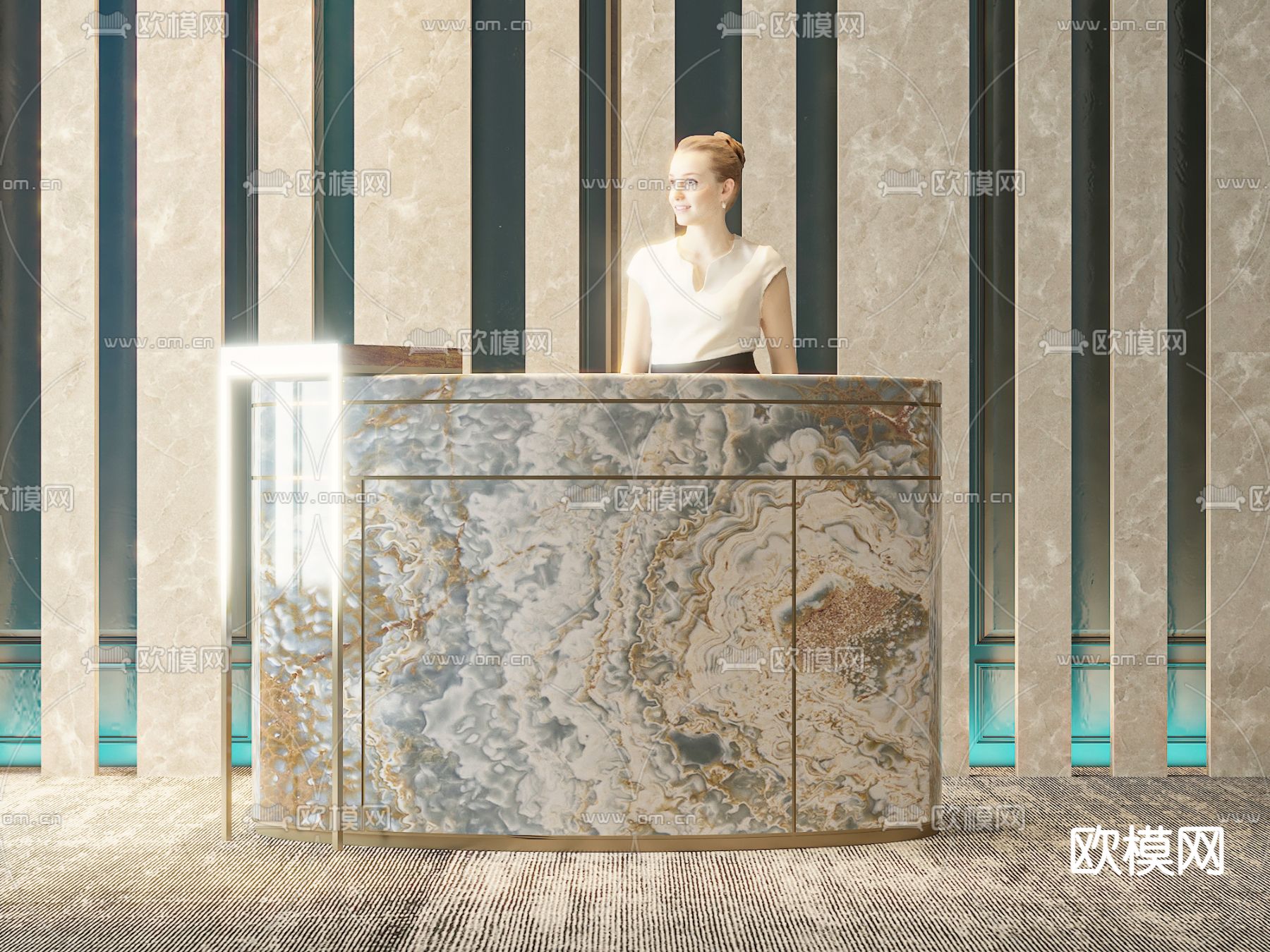 接待前台 服务前台3d模型下载