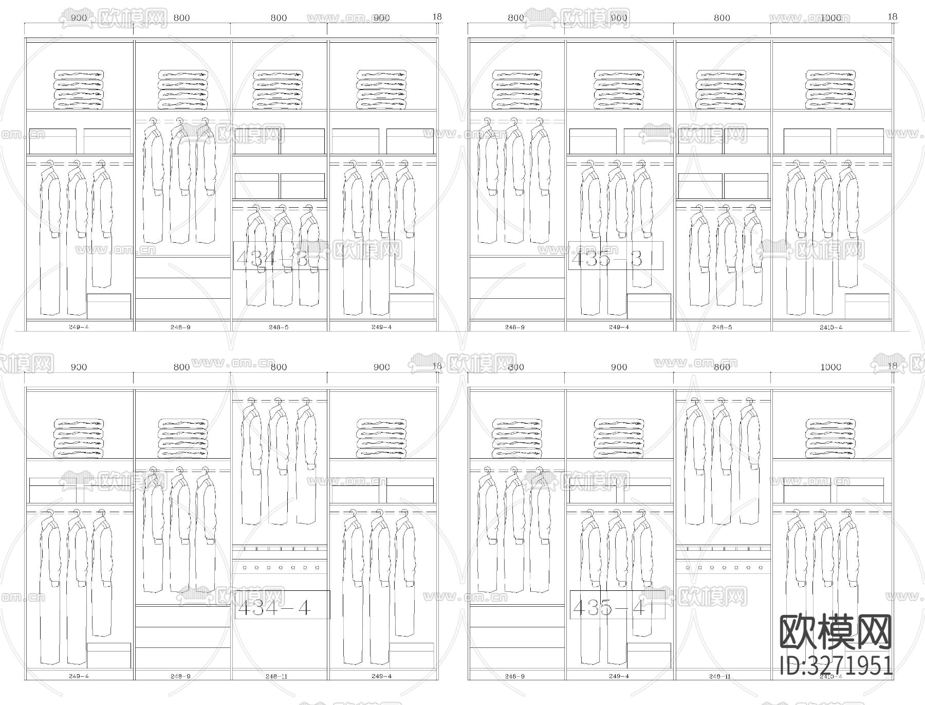 成品衣柜内部结构CAD图库下载（渲染图8）