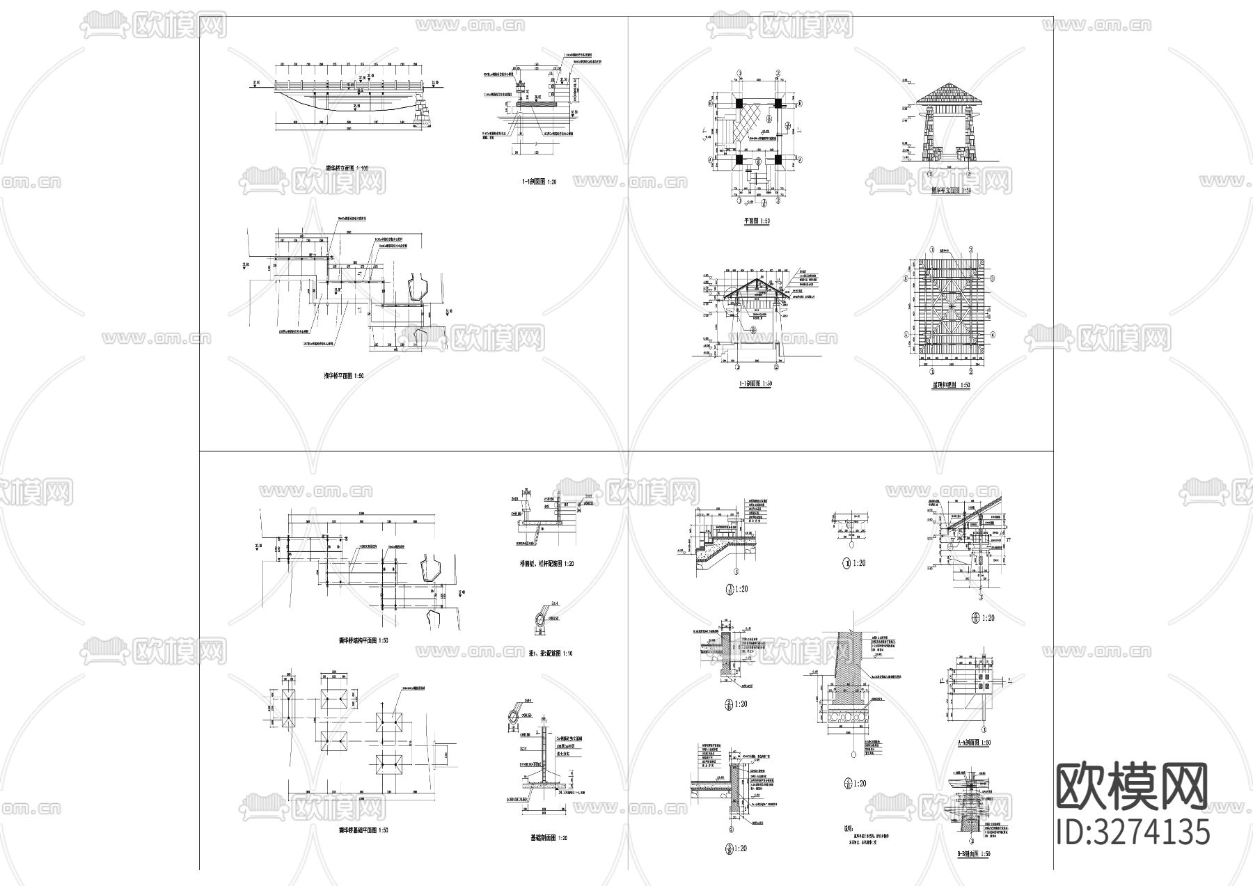 27木桥与亭cad大样图下载