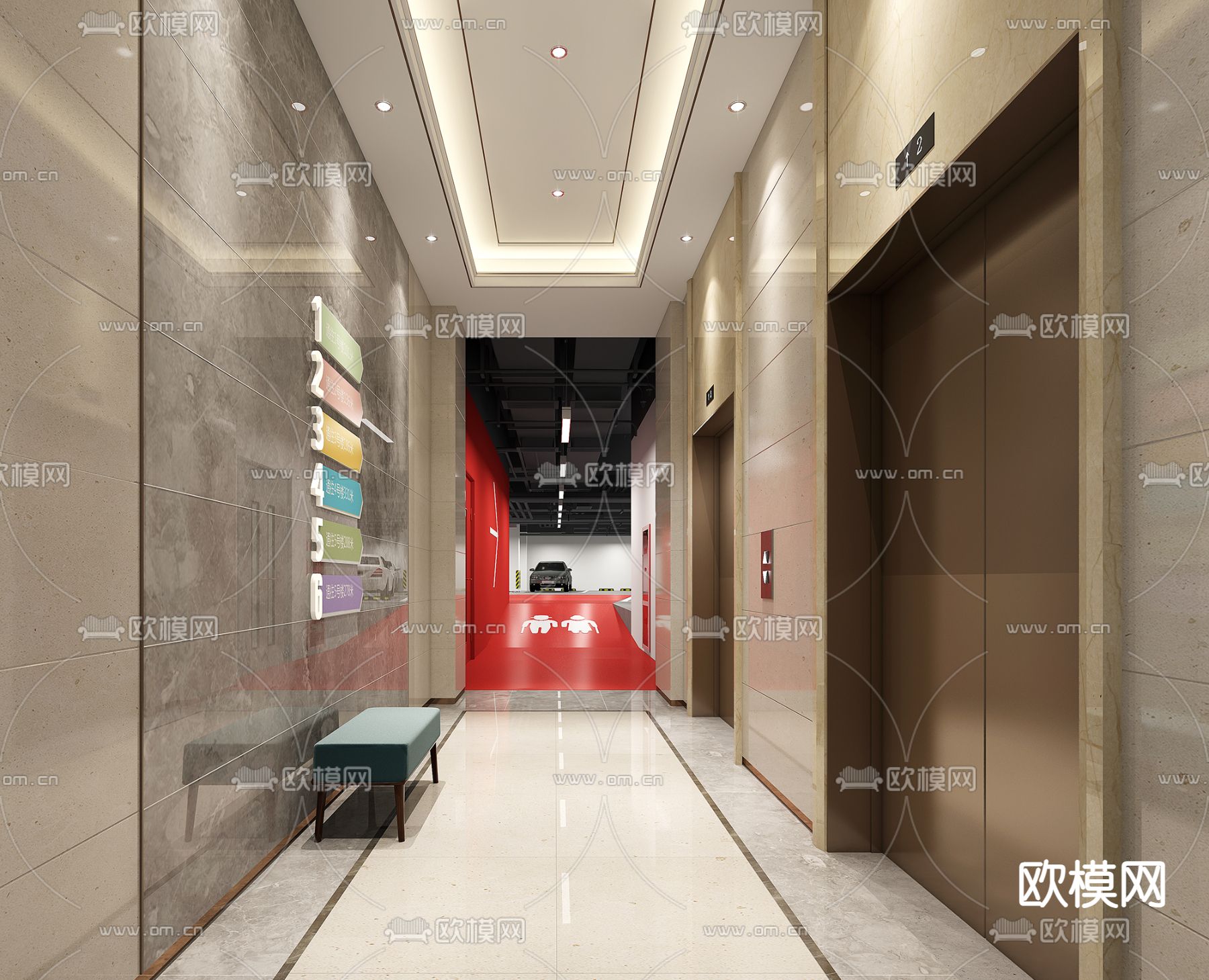 地下停车场3d模型下载（渲染图2）