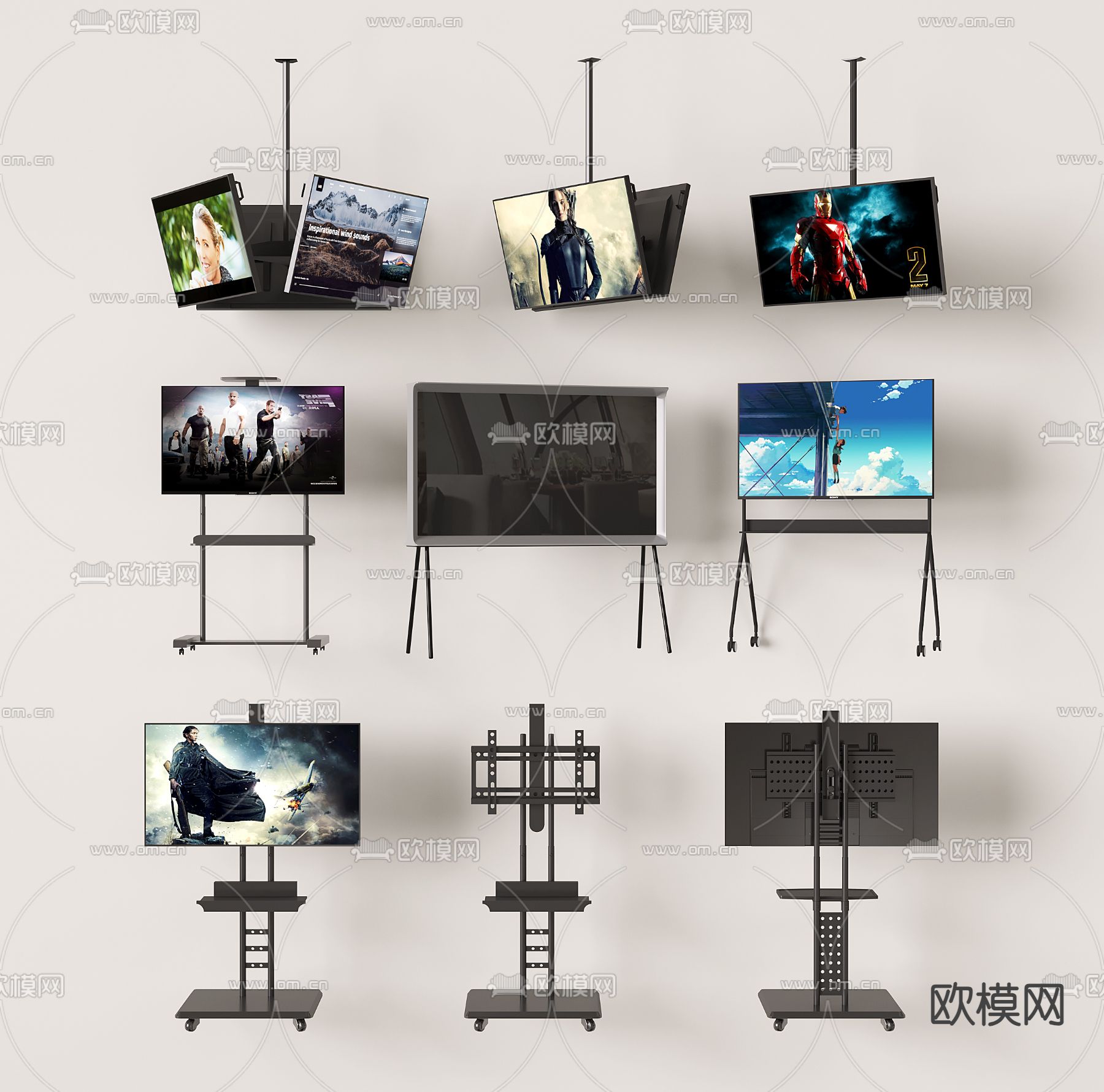 电视机架 液晶电视机su模型下载（渲染图2）