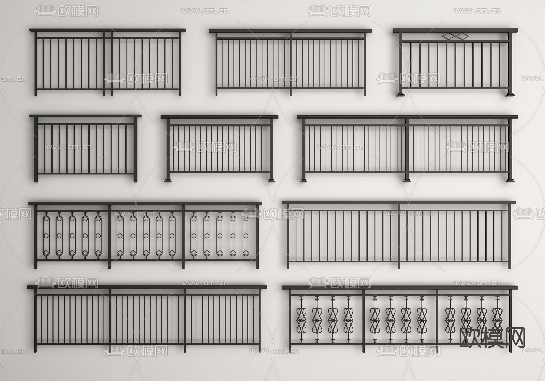 栏杆 护栏 围栏 栅栏 防护栏3d模型下载