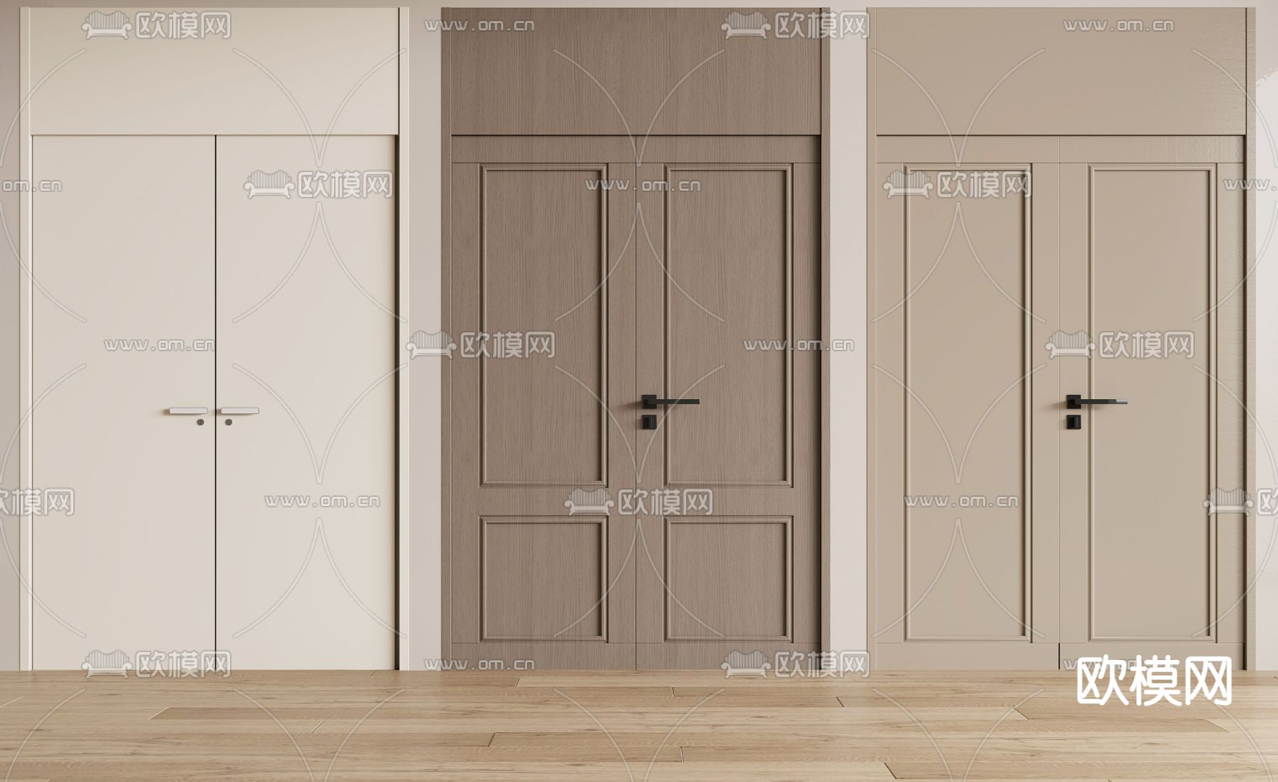 通顶门 双开门 子母门3d模型下载