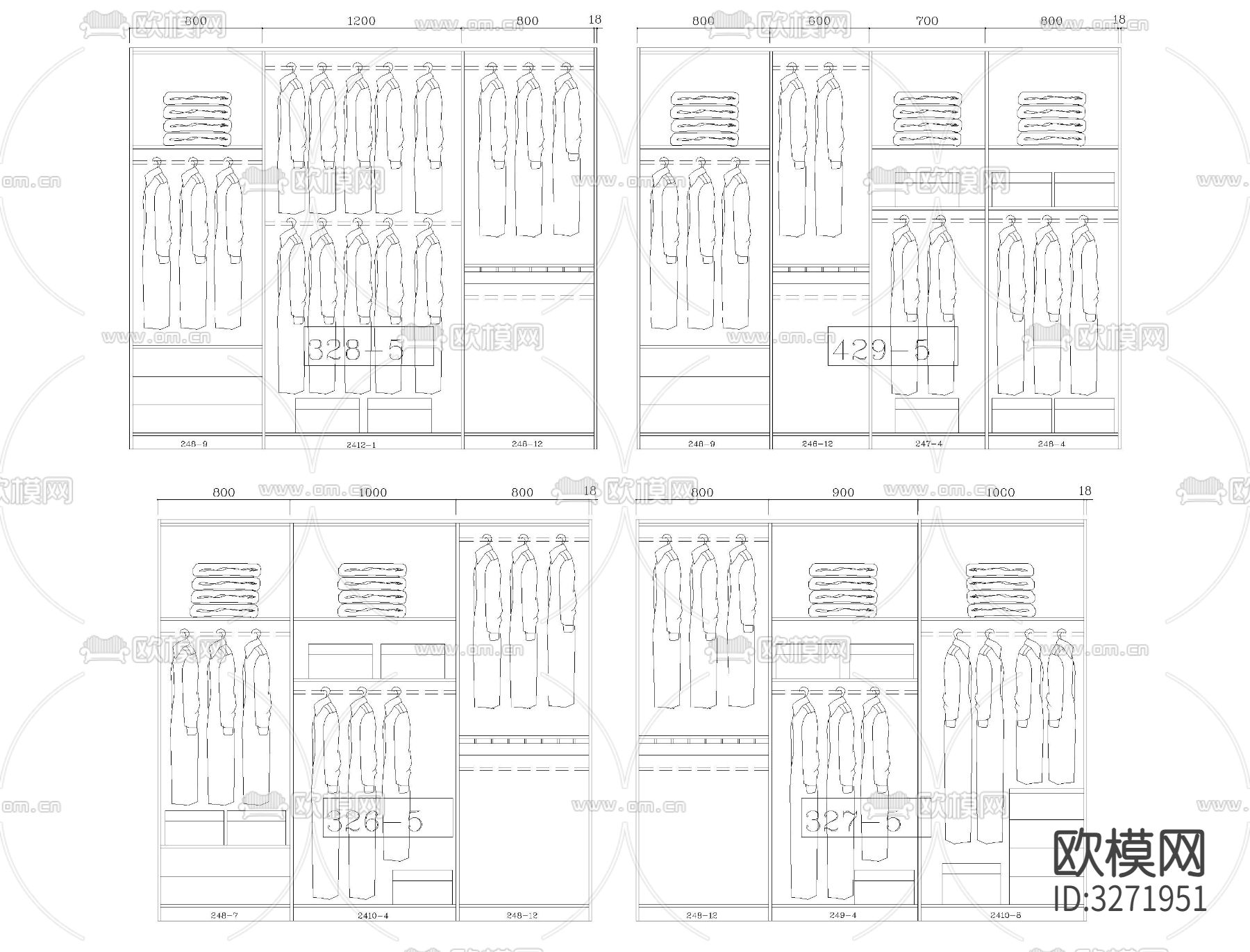 成品衣柜内部结构CAD图库下载（渲染图2）