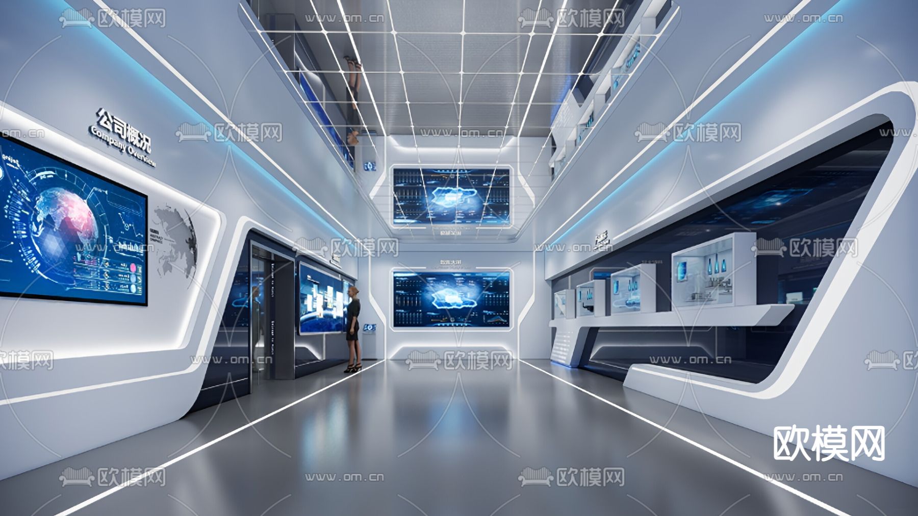 现代企业展厅3d模型下载_ID15244773_3dmax免费模型-欧模网
