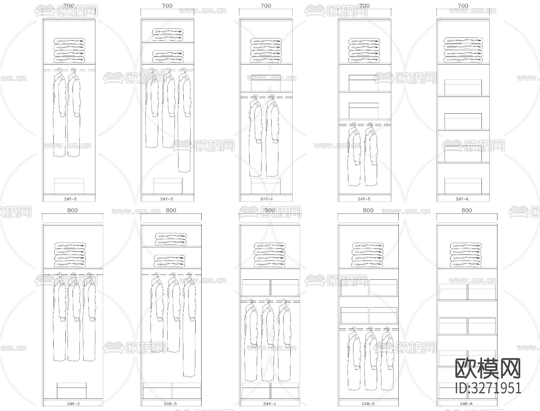 成品衣柜内部结构CAD图库下载（渲染图9）