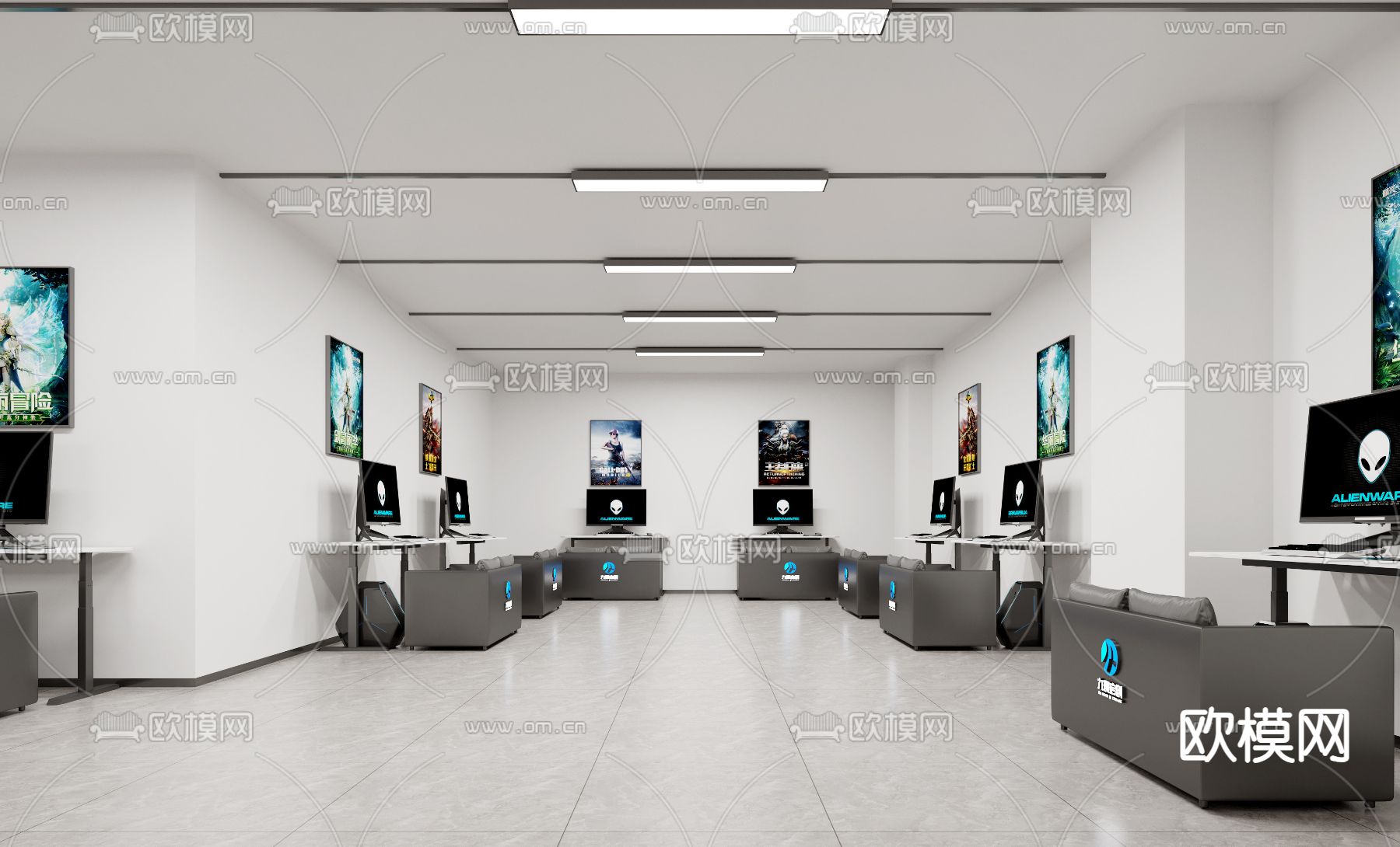 现代网吧 网咖3d模型下载（渲染图2）