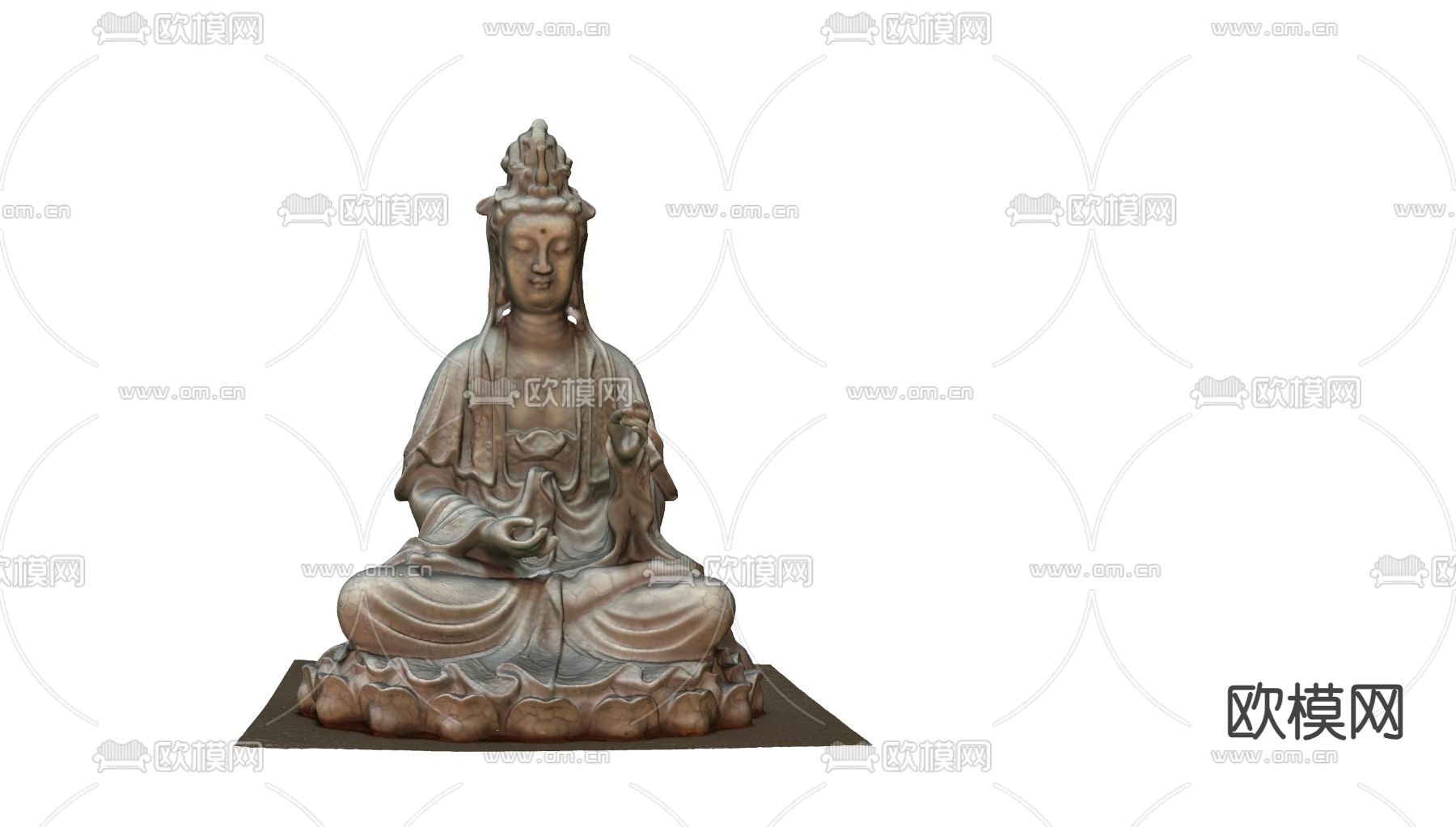 中式佛像 菩萨雕塑3d模型下载（渲染图2）