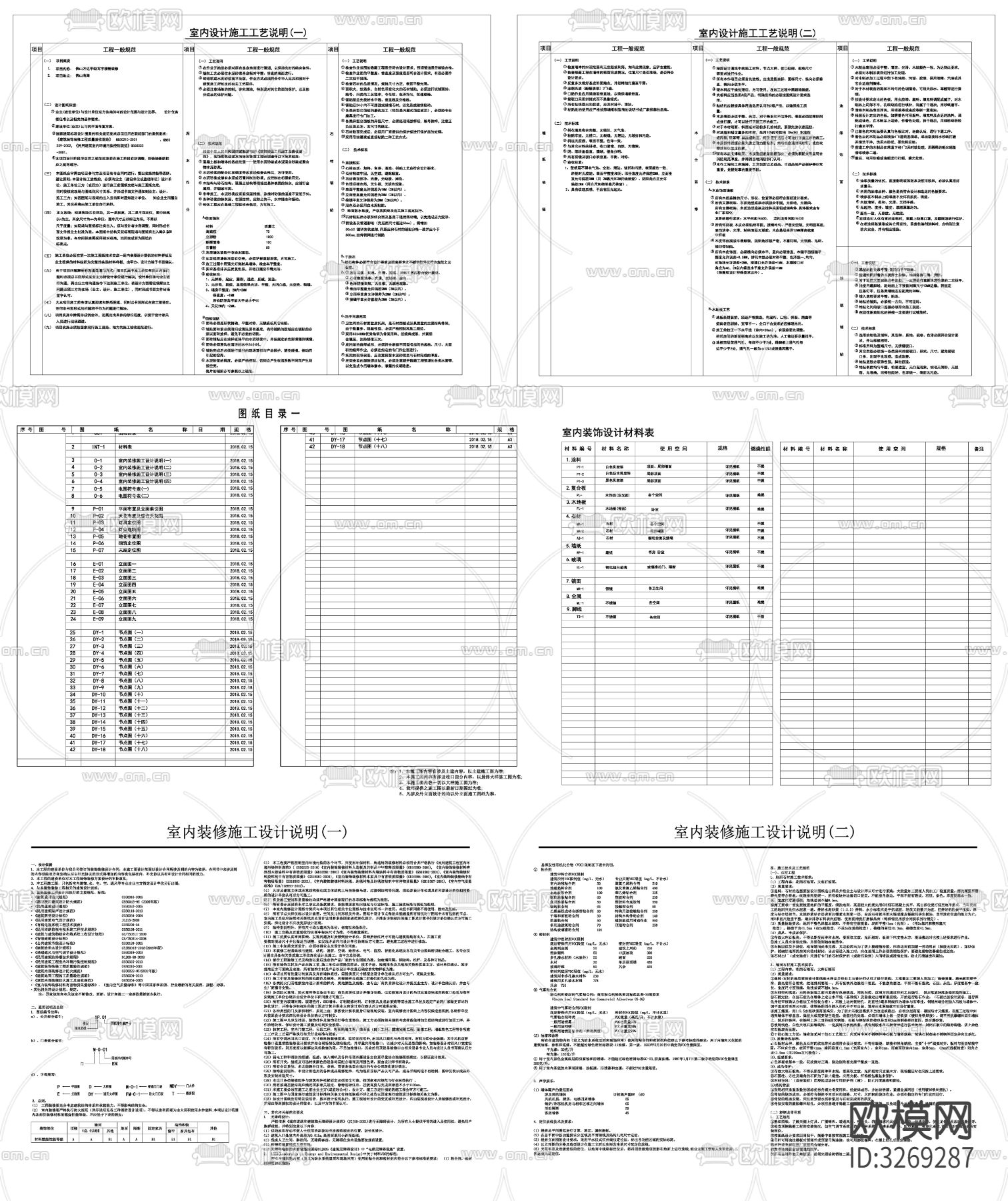 家装施工材料表说明目录图例说明cad平面图下载（渲染图2）