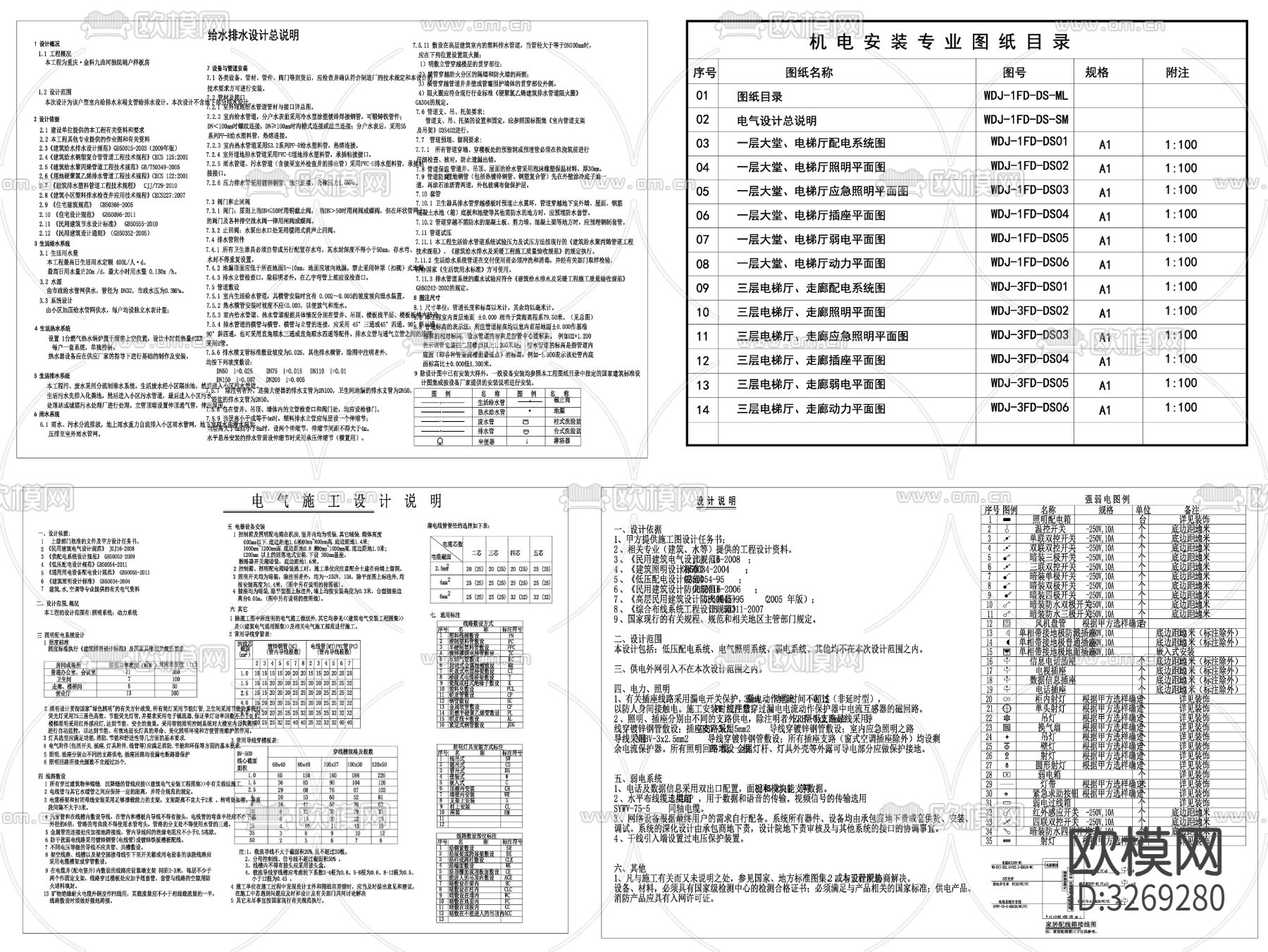 家装施工表说明目录图例说明cad平面图下载（渲染图2）