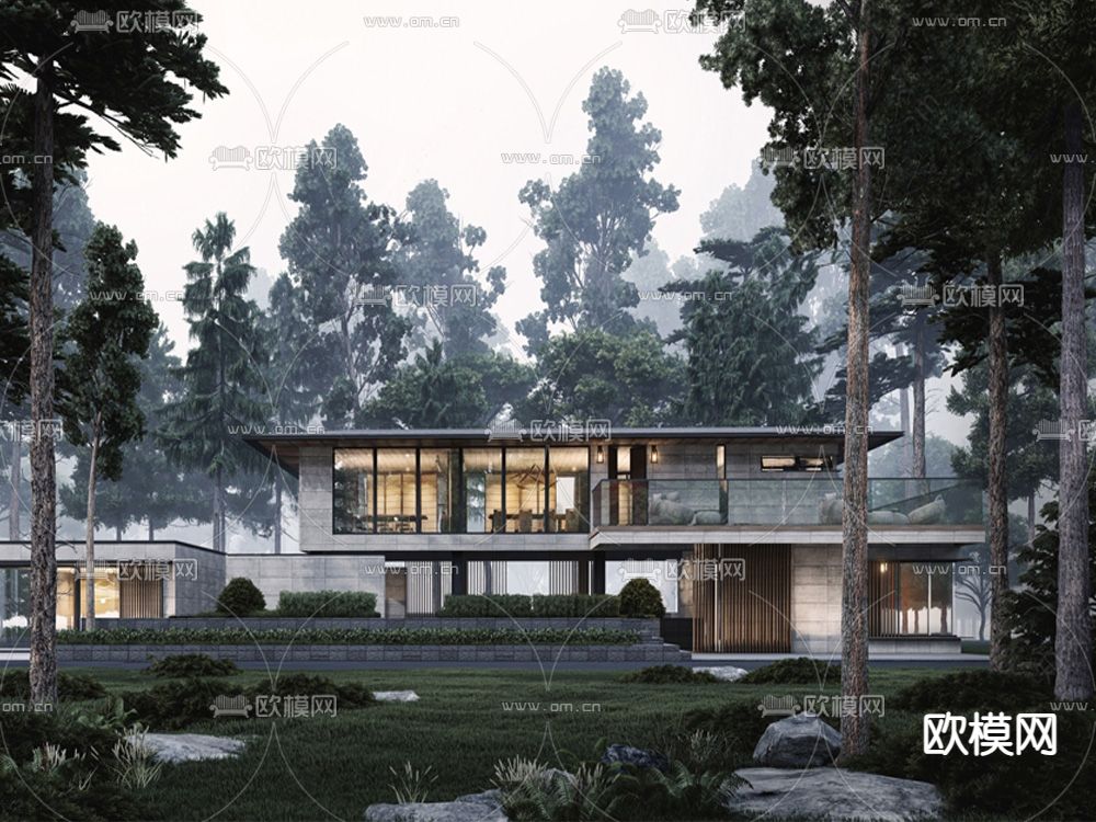 山地独家民宿su模型下载（渲染图3）