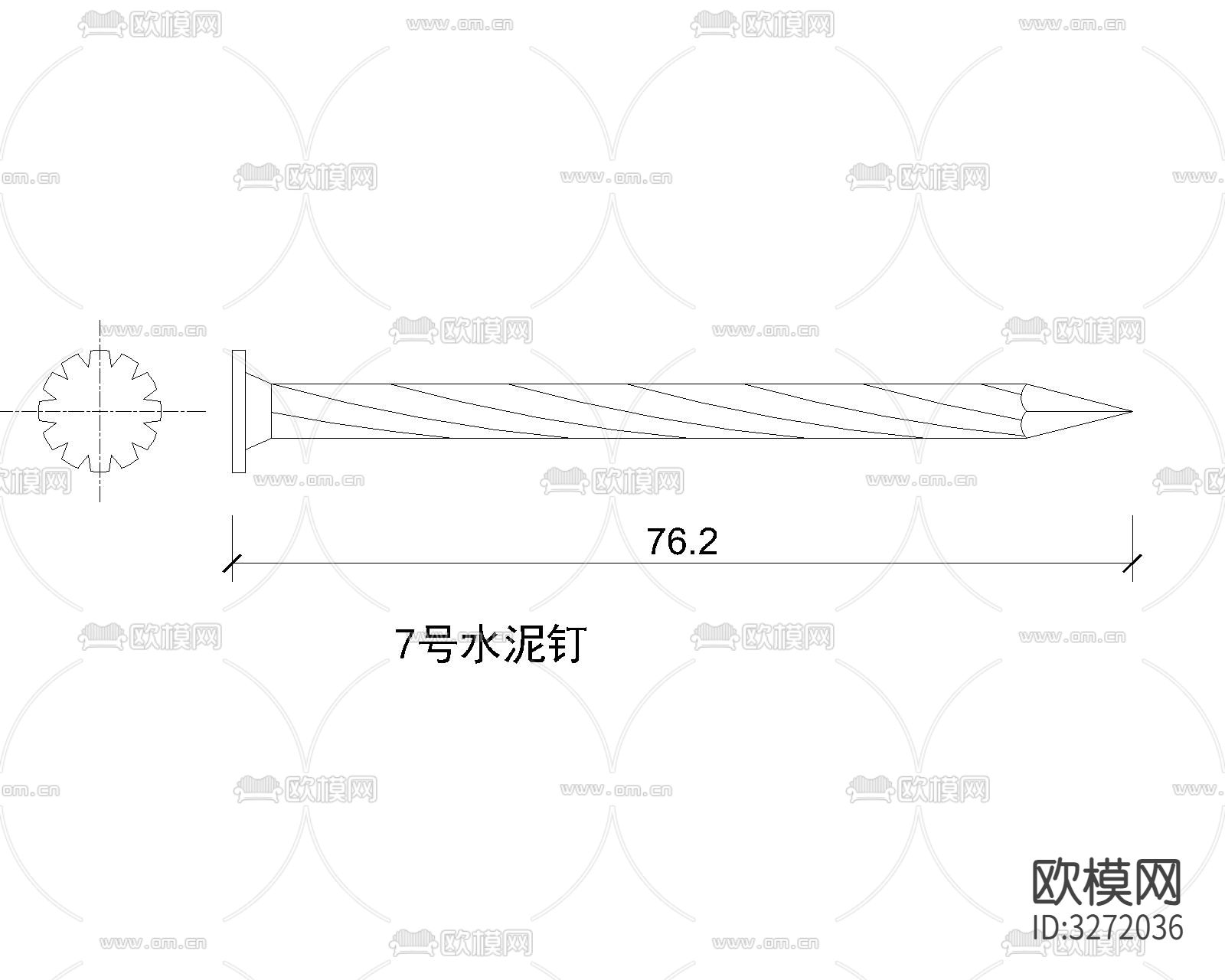 骑马钉 角钢 槽钢等五金件cad大样图下载（渲染图5）