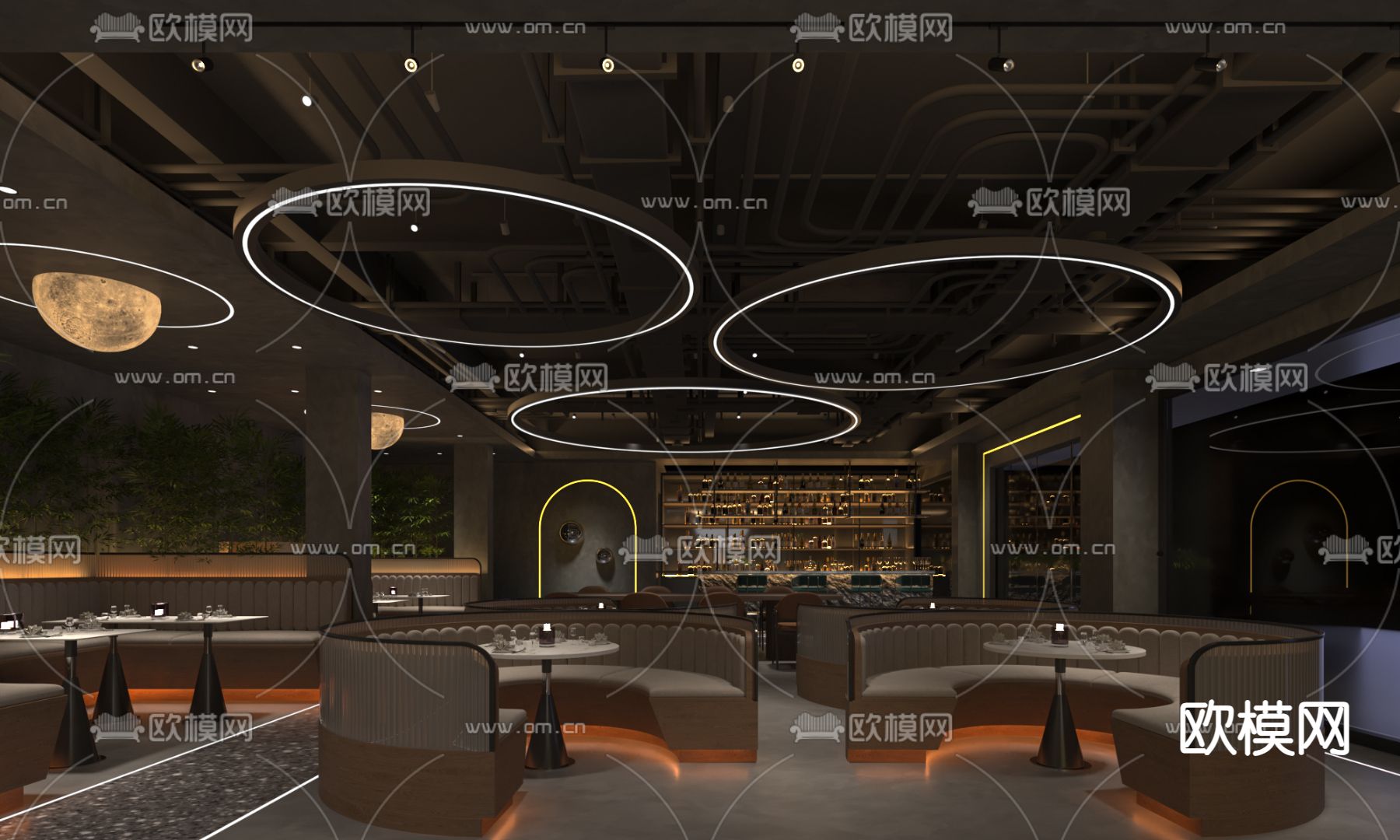 工业风音乐餐吧3d模型下载（渲染图2）