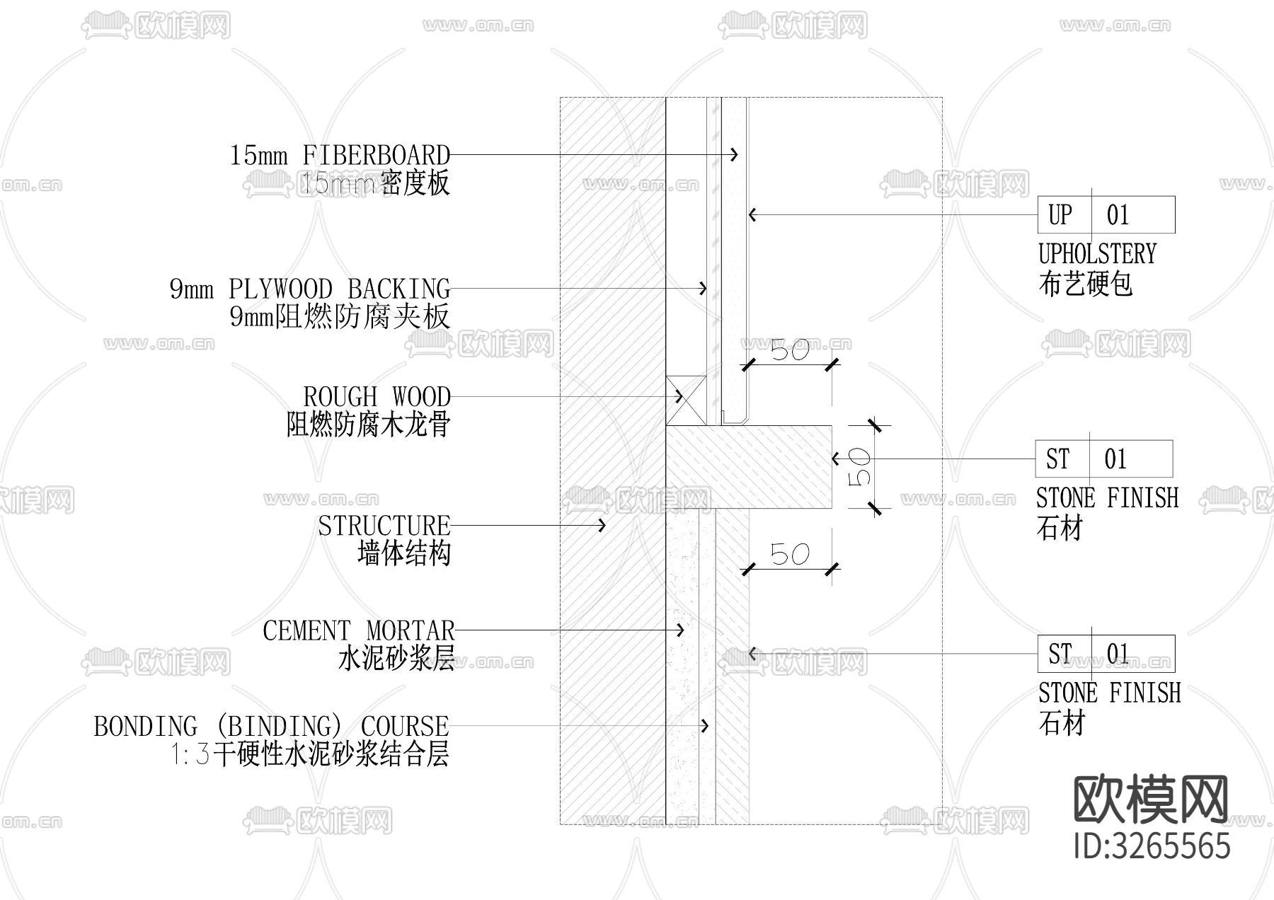 软硬包cad大样图下载（渲染图3）