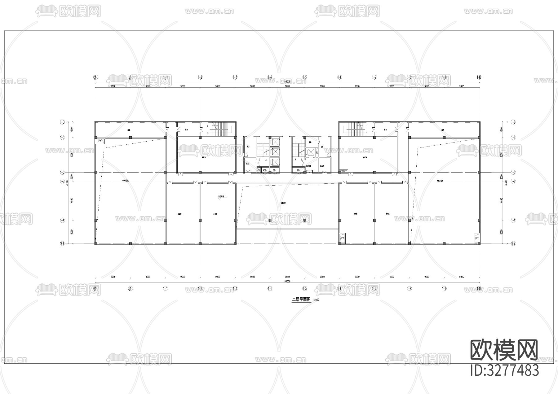 现代多层办公楼cad施工图下载（渲染图1）