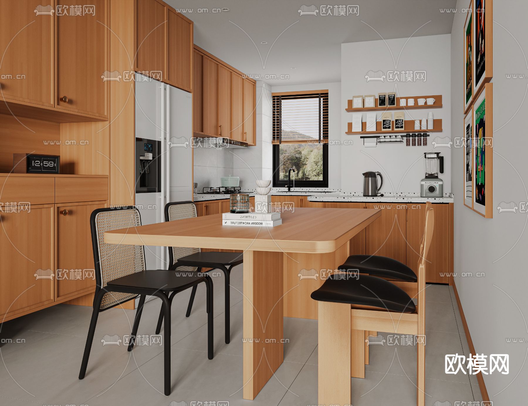 北欧客餐厅3d模型下载（渲染图2）