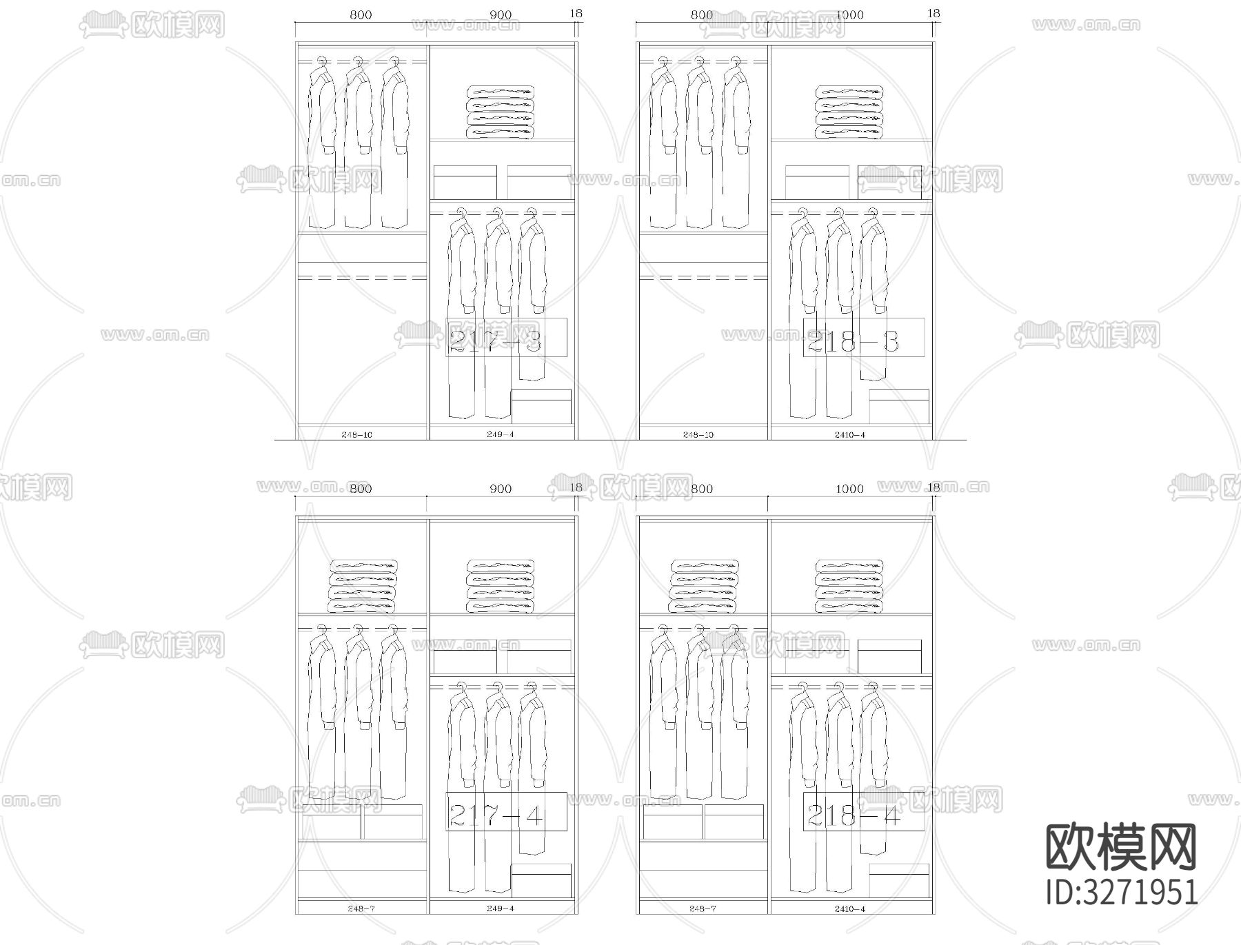 成品衣柜内部结构CAD图库下载（渲染图6）