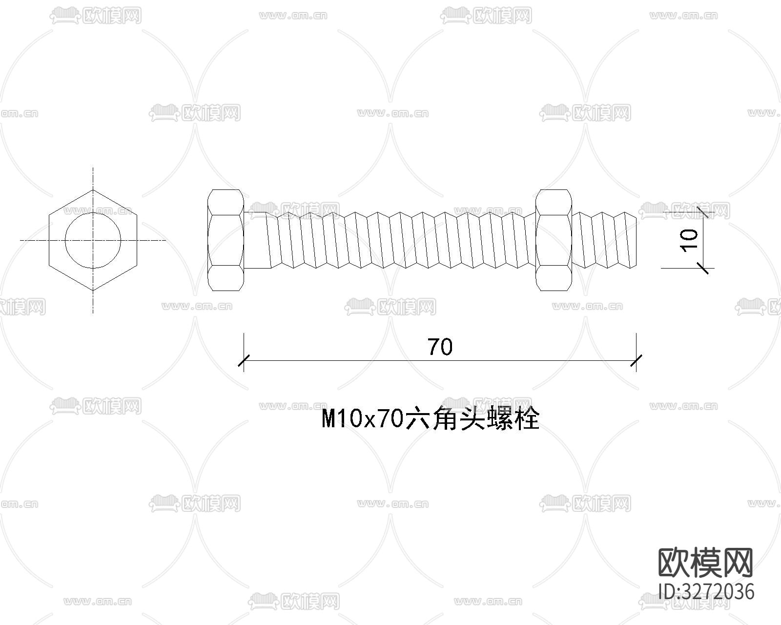 骑马钉 角钢 槽钢等五金件cad大样图下载（渲染图2）