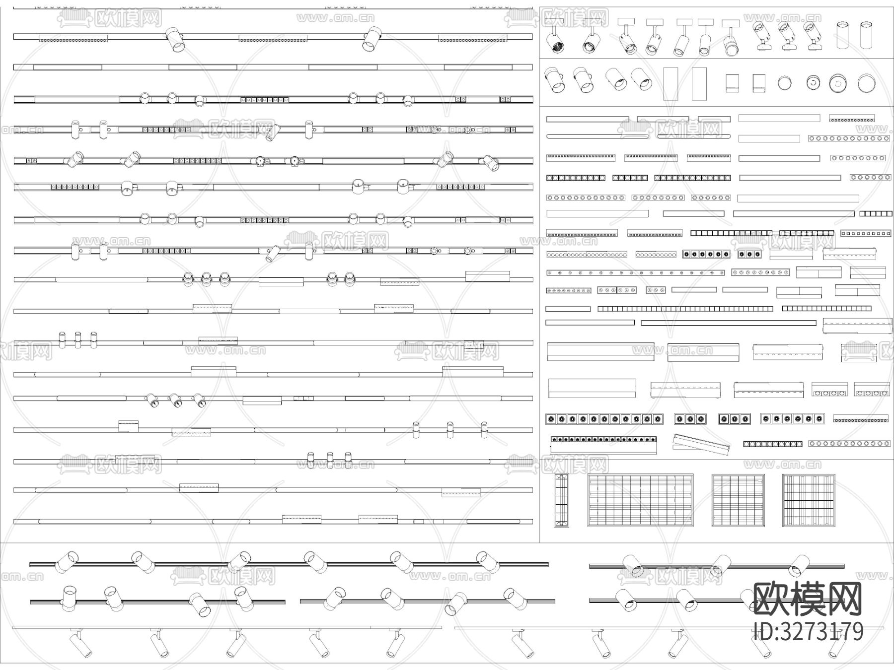 最新超全筒灯射灯磁吸轨道灯CAD图库下载（渲染图5）