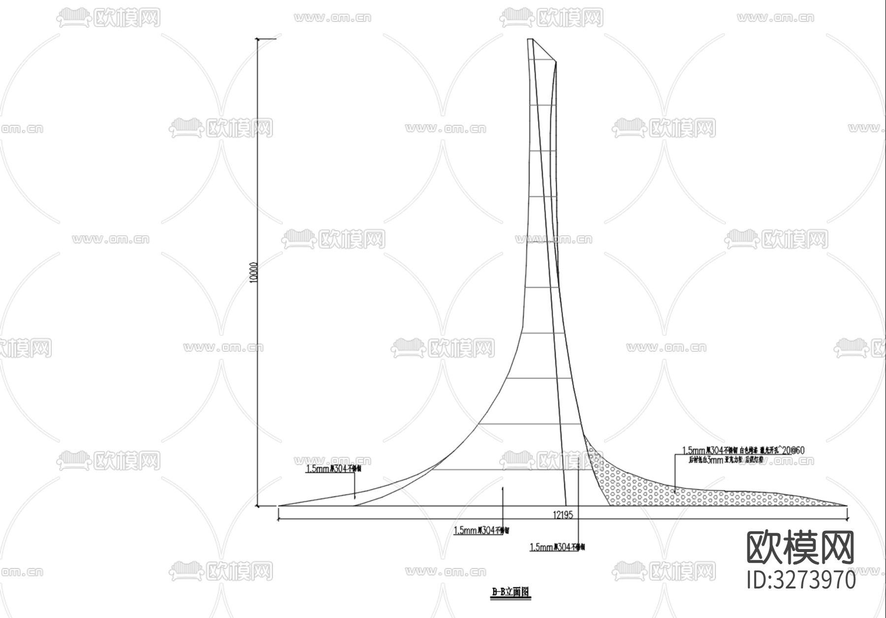导视牌cad大样图下载（渲染图4）