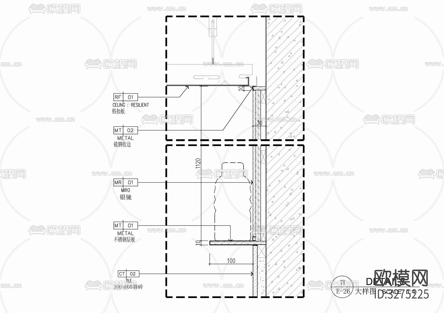 卫生间壁龛cad施工图下载（渲染图4）