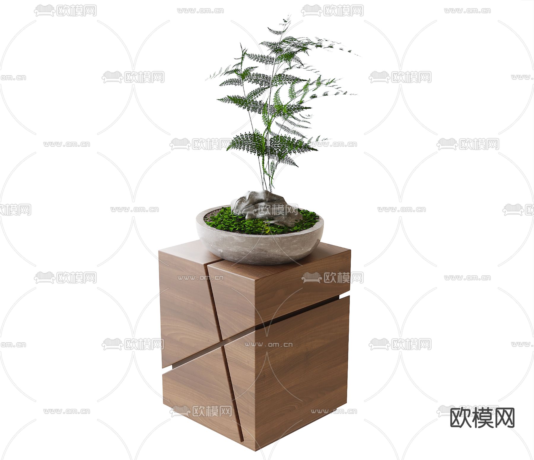 新中式盆栽 盆景su模型下载（渲染图2）