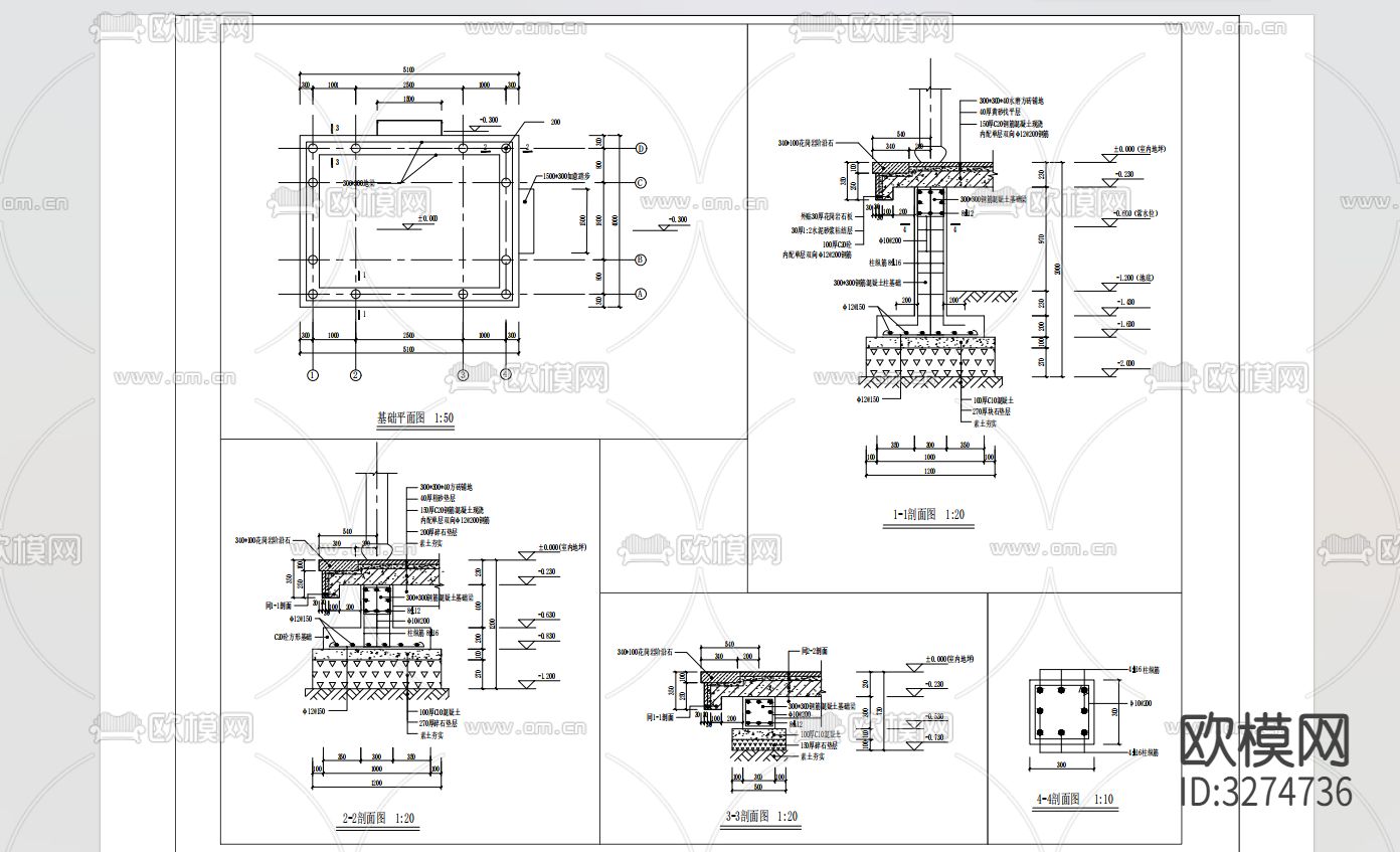 古建方亭cad施工图下载（渲染图3）